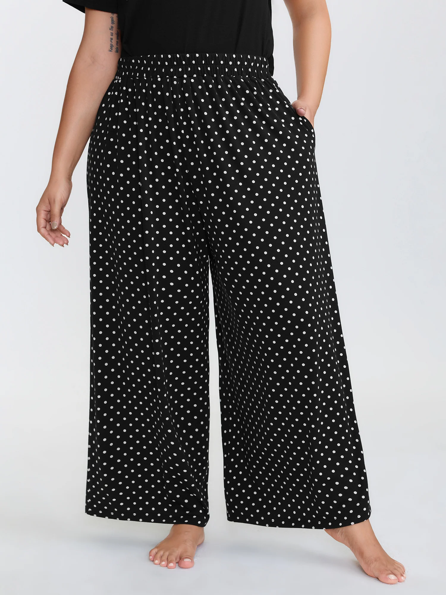 Cute Cat Polka Dots Print Sleepwear Set - Image 3