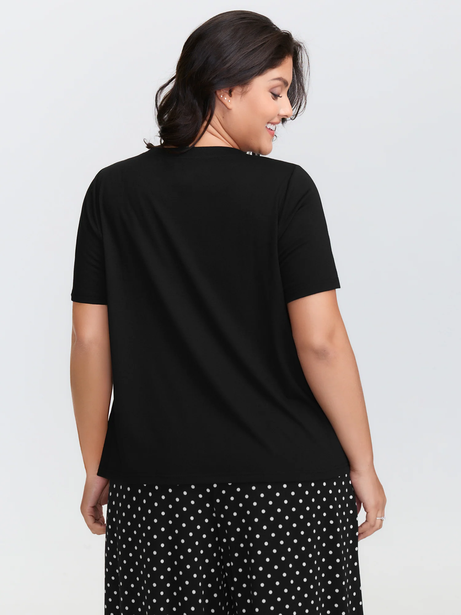 Cute Cat Polka Dots Print Sleepwear Set - Image 4