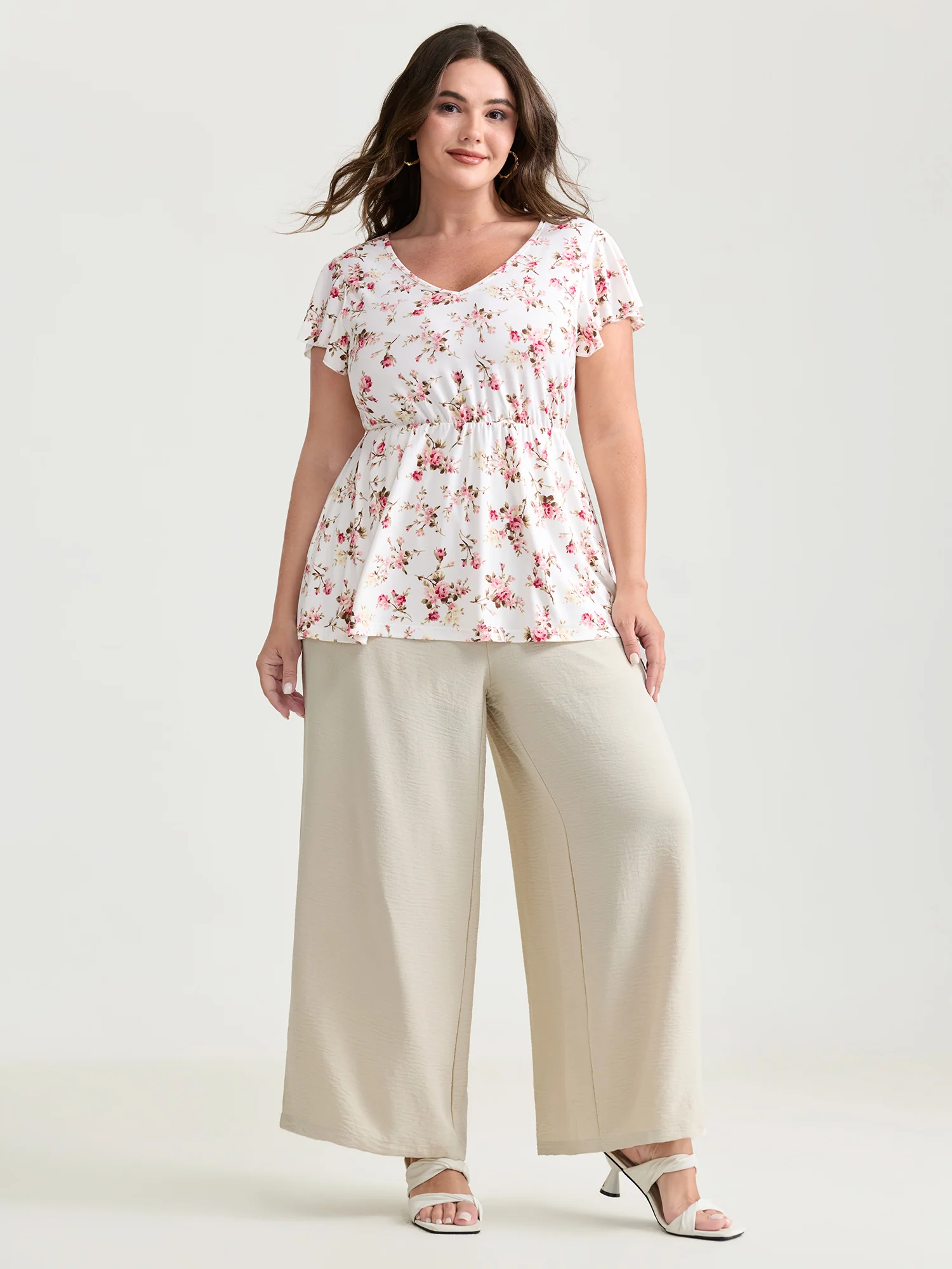 Cute Floral Print Stretchy Knit Top - Image 4