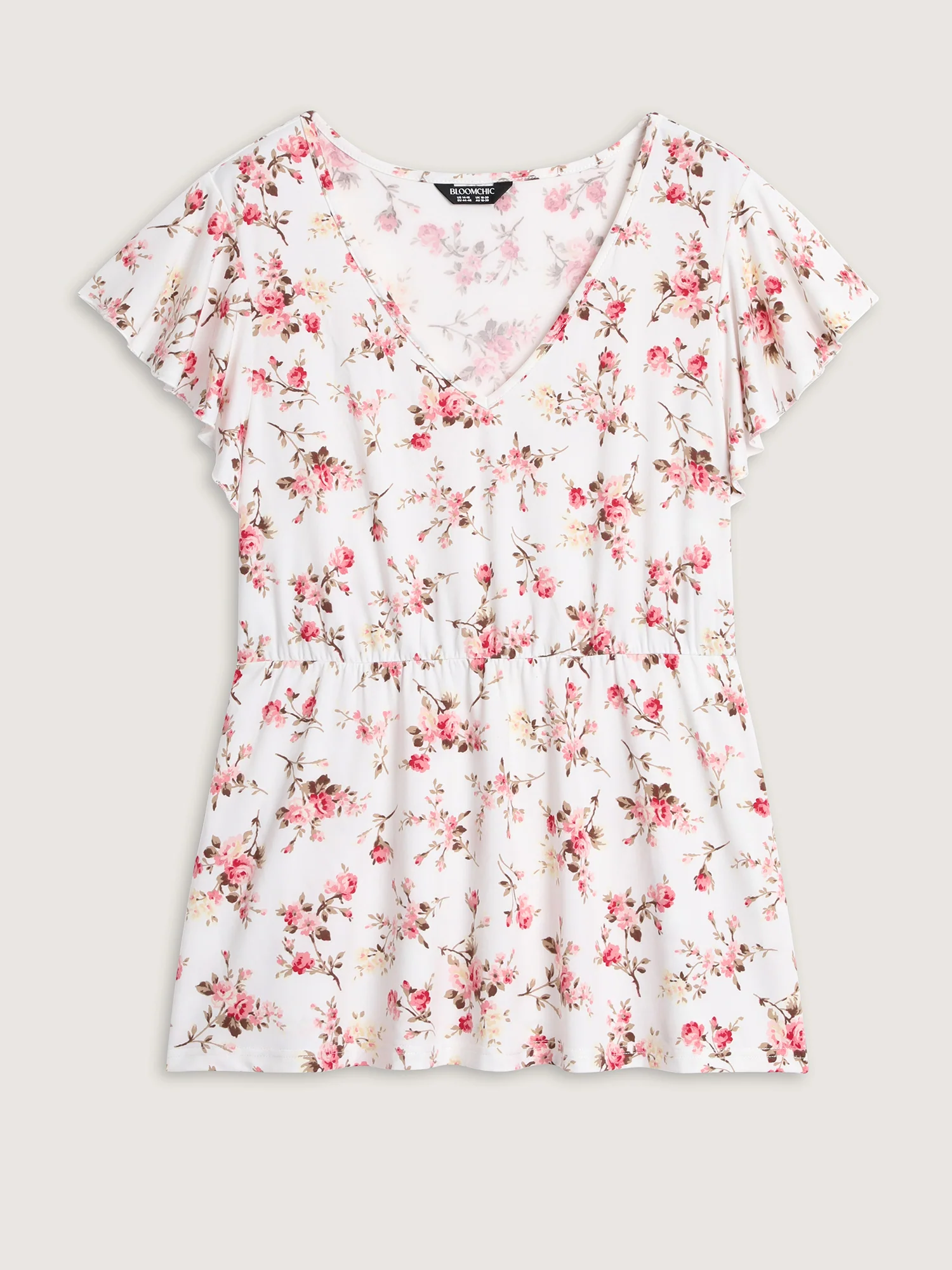 Cute Floral Print Stretchy Knit Top - Image 8