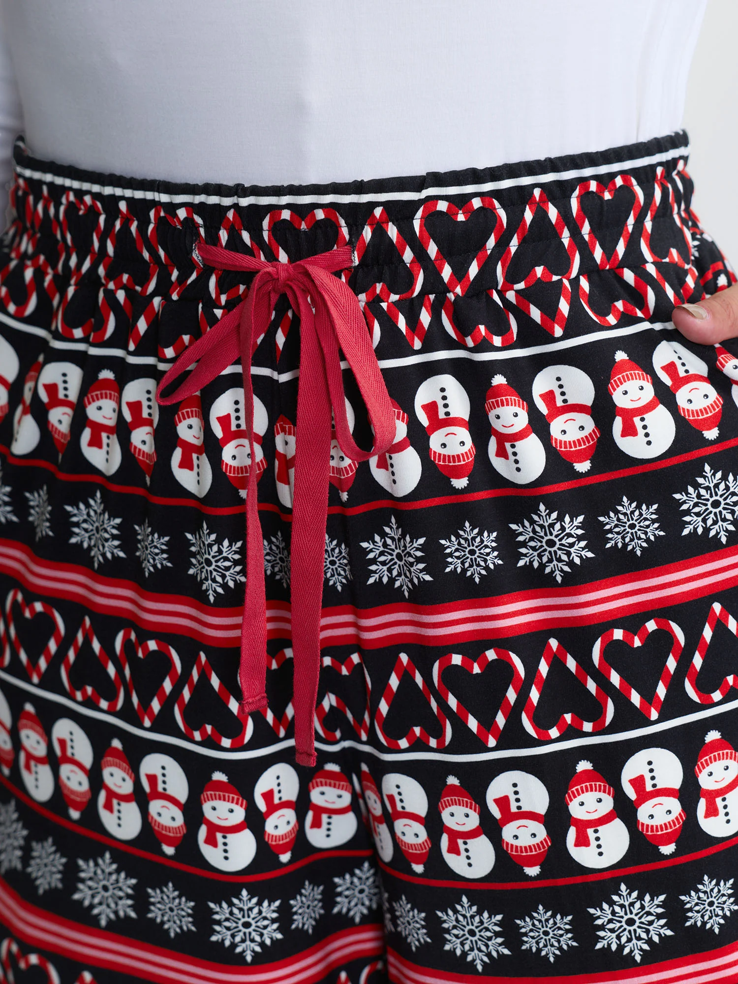 Cute Snowman Pattern Drawstring Lounge Bottoms - Image 3
