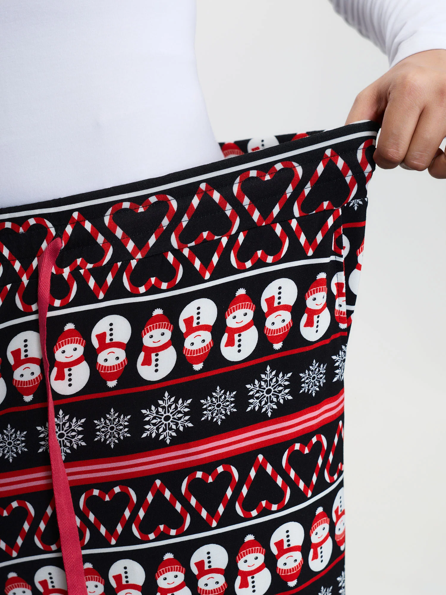 Cute Snowman Pattern Drawstring Lounge Bottoms - Image 4