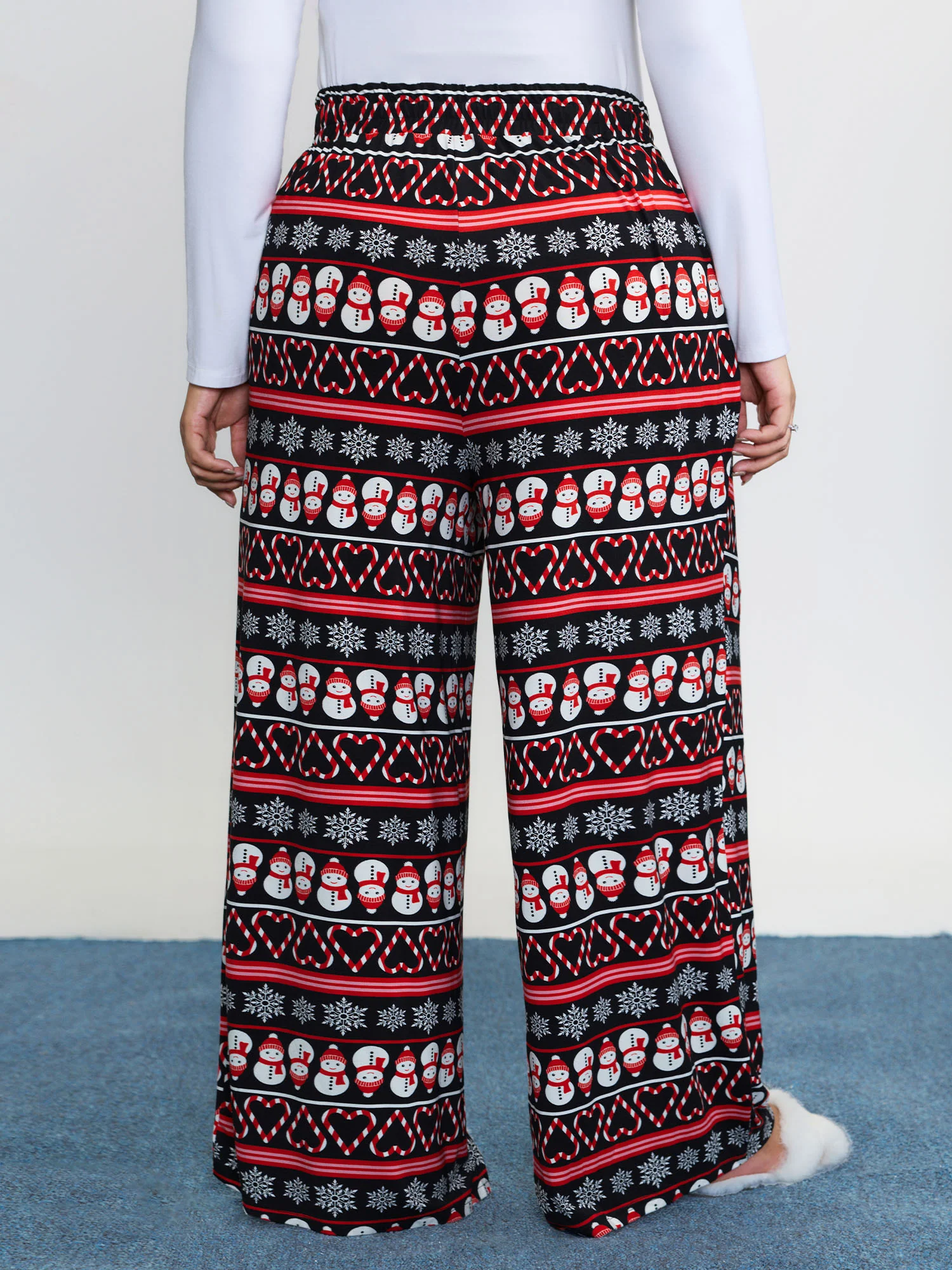 Cute Snowman Pattern Drawstring Lounge Bottoms - Image 5