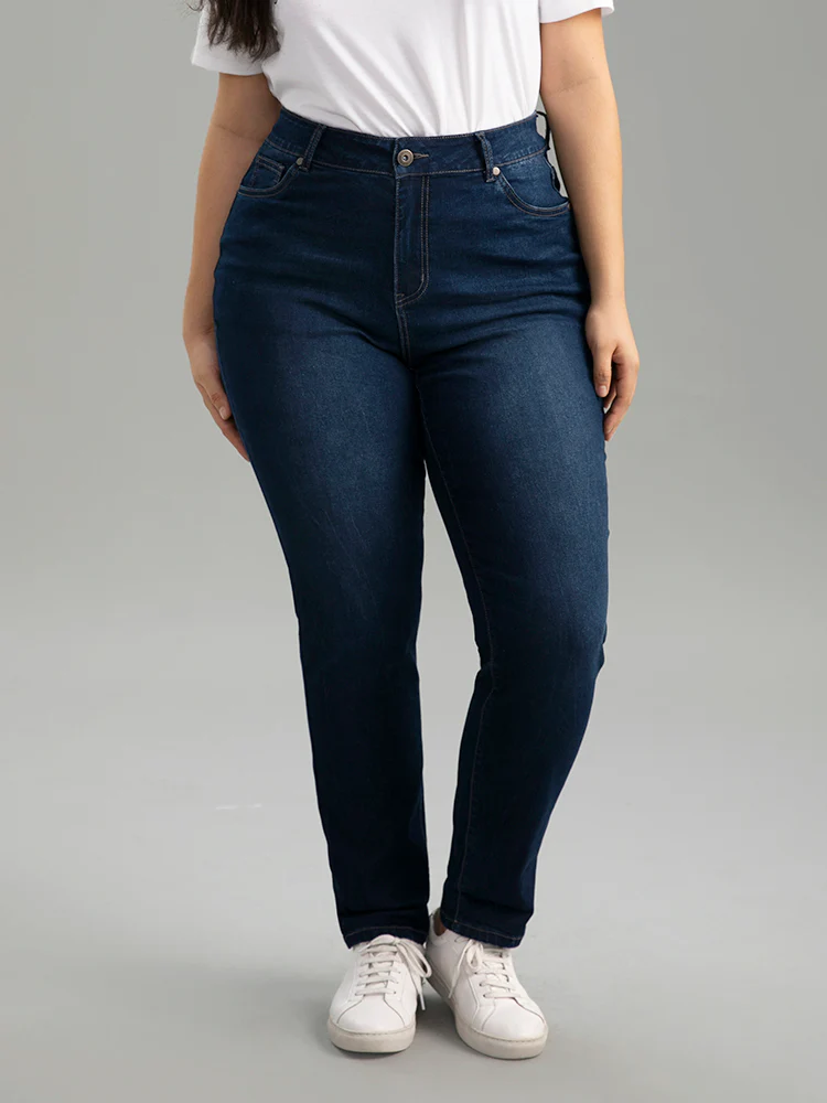 Cutoff Roll Hem Full Length Jeans - Image 2