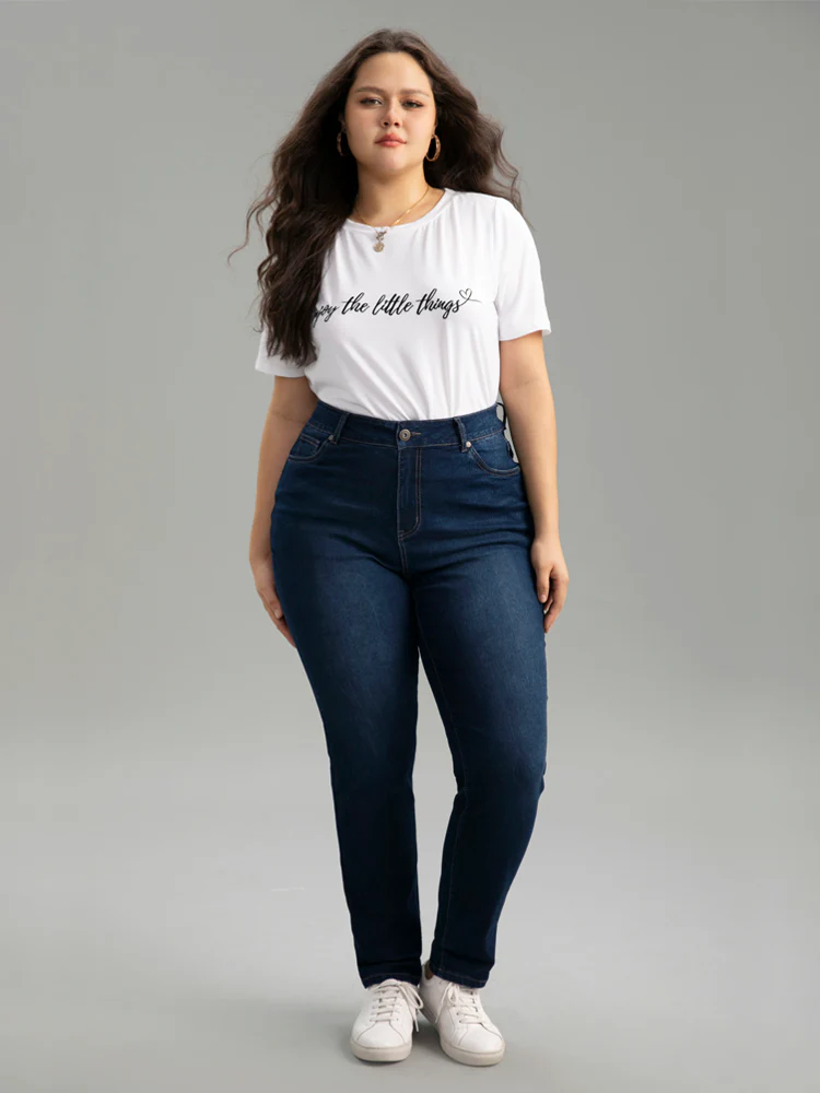 Cutoff Roll Hem Full Length Jeans - Image 4