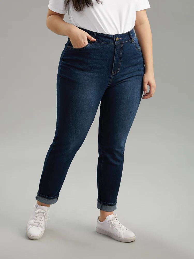 Cutoff Roll Hem Full Length Jeans - Image 6