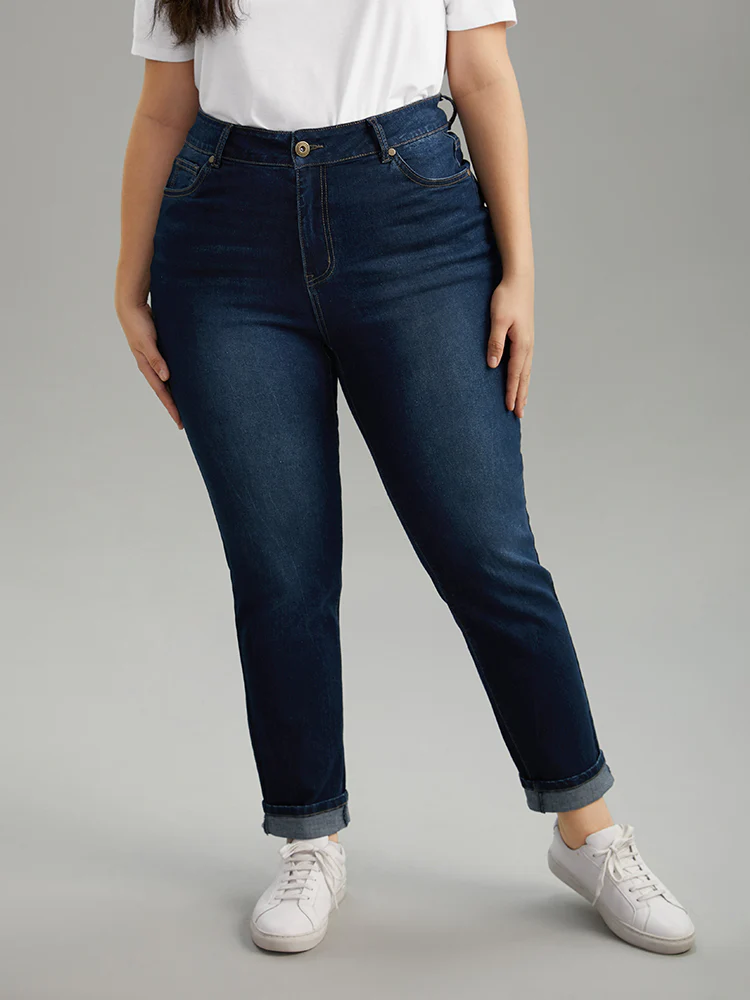 Cutoff Roll Hem Full Length Jeans - Image 7
