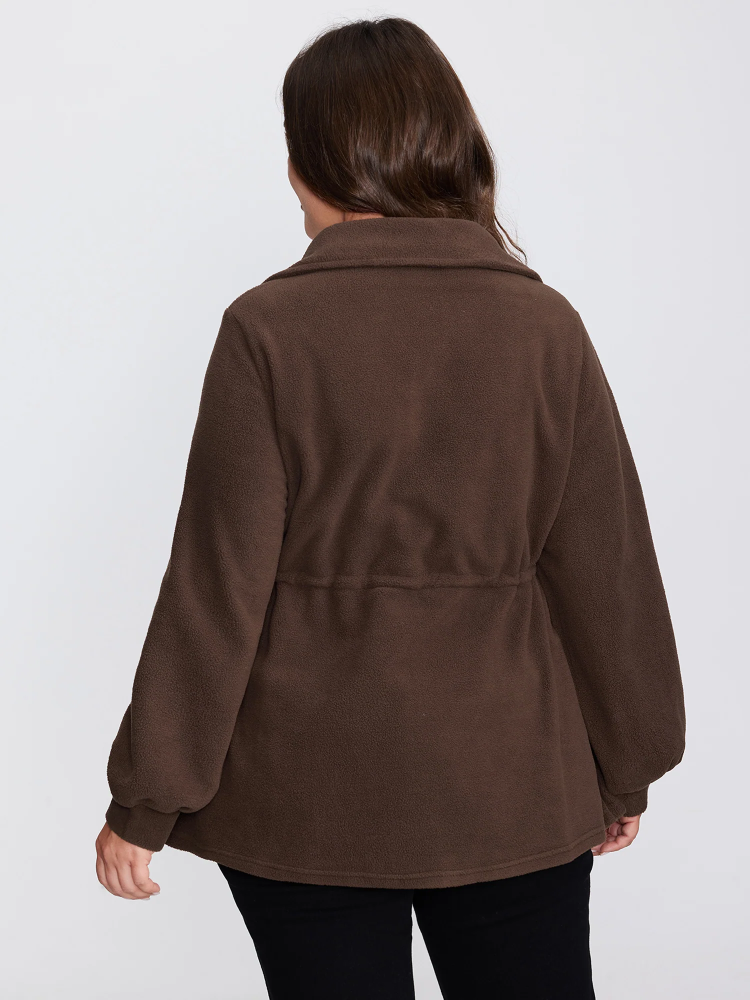 Dacron Drawstring Waist Zipper Sweatshirt - Image 4