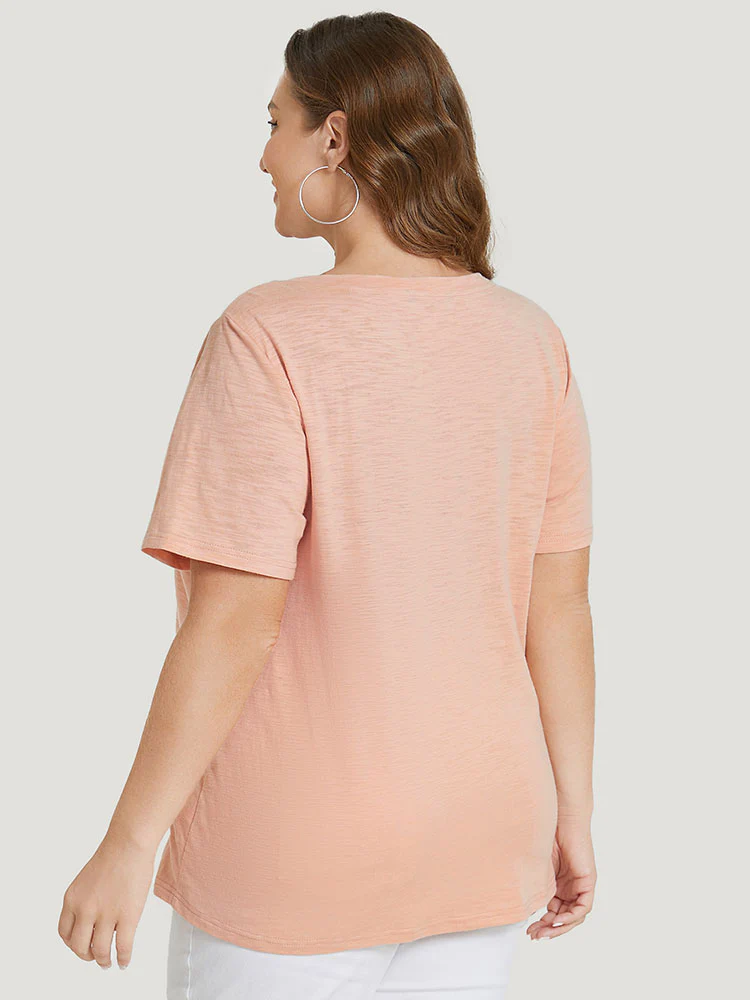 Daisy Floral  & Letter Priint Round Neck T-shirt - Image 2