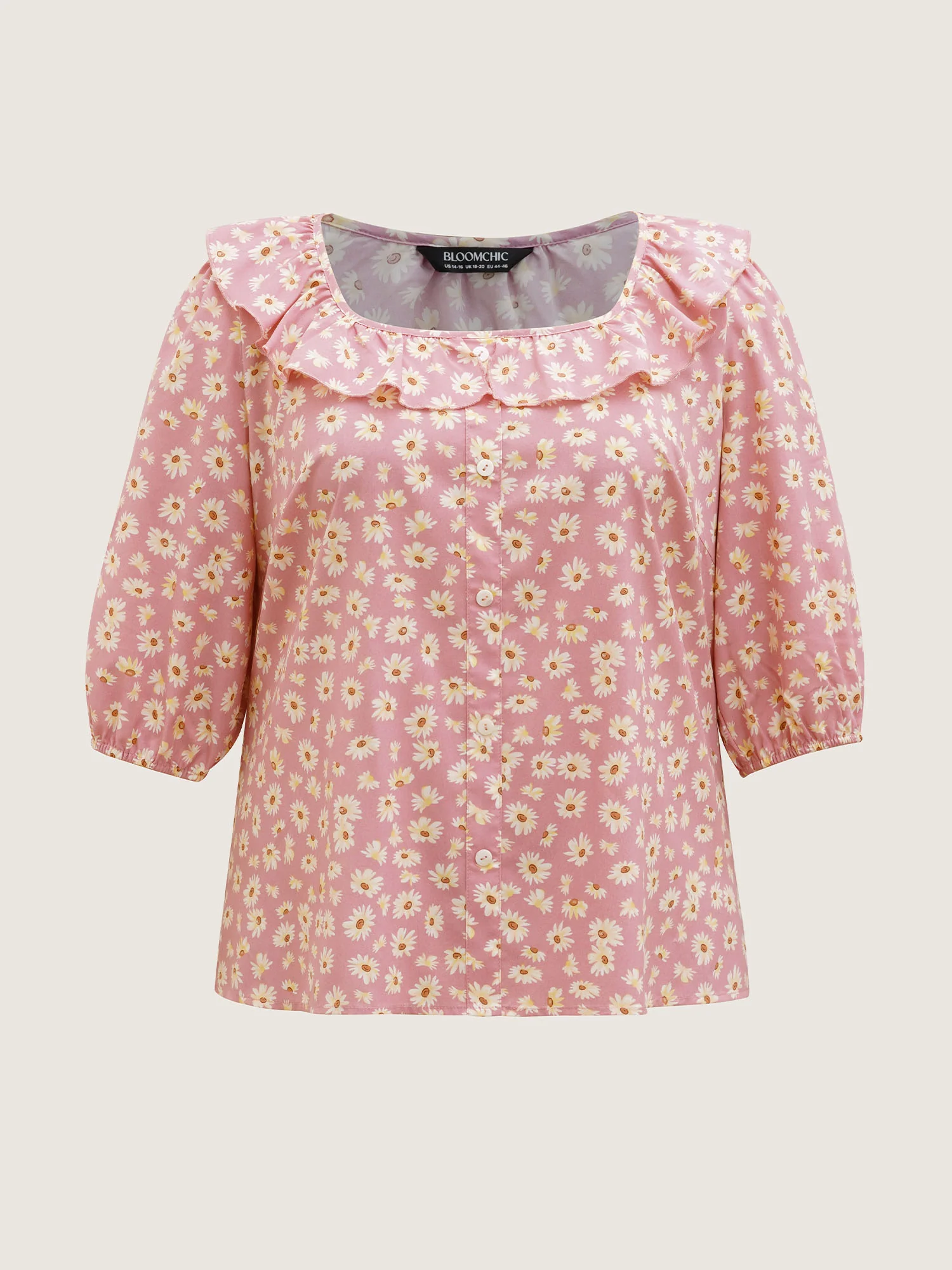 Daisy Patterned Ruffled Collar Blouse - Image 8