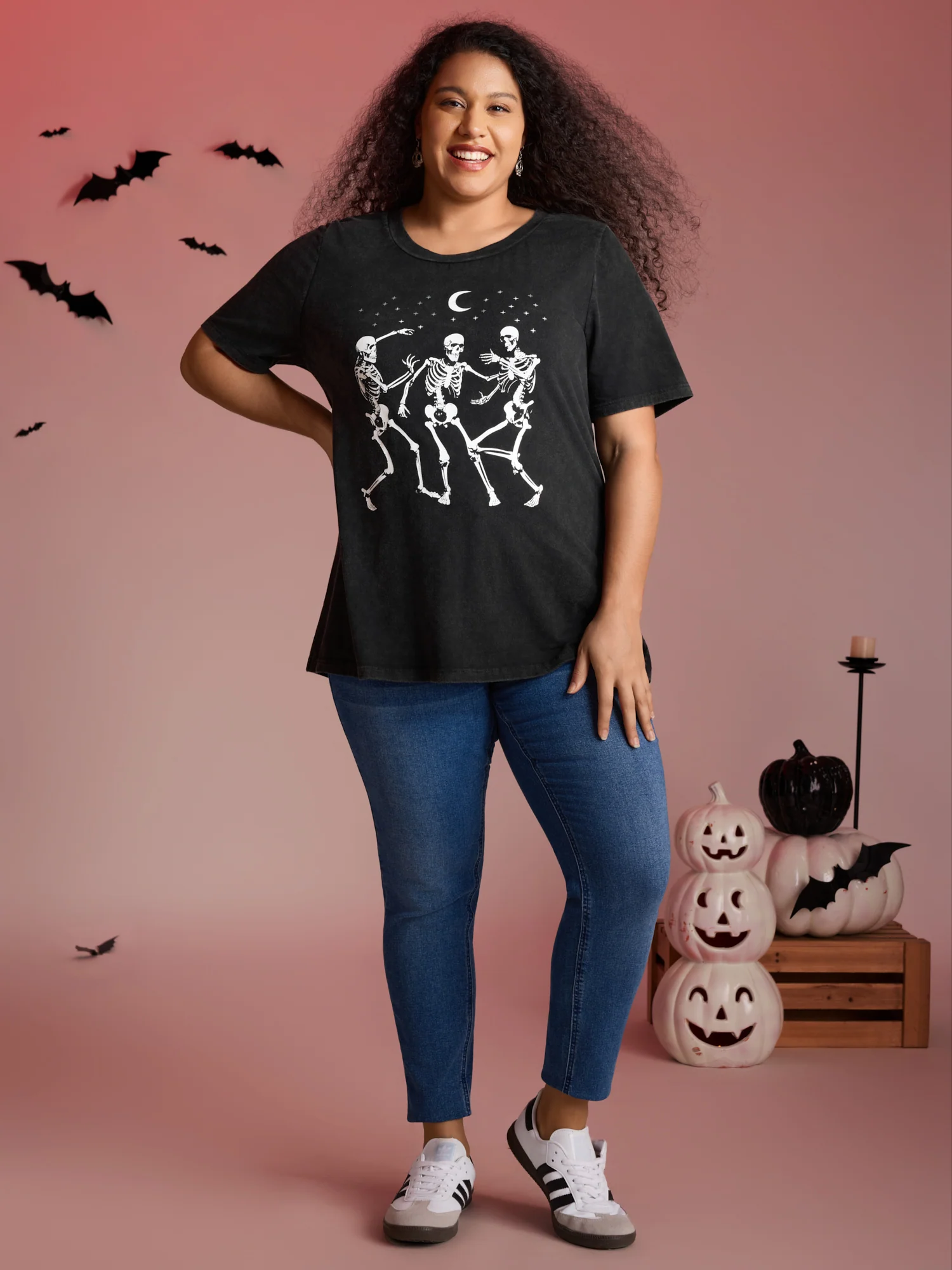 Dancing Skeletons Printed Crew Neck T-shirt - Image 3