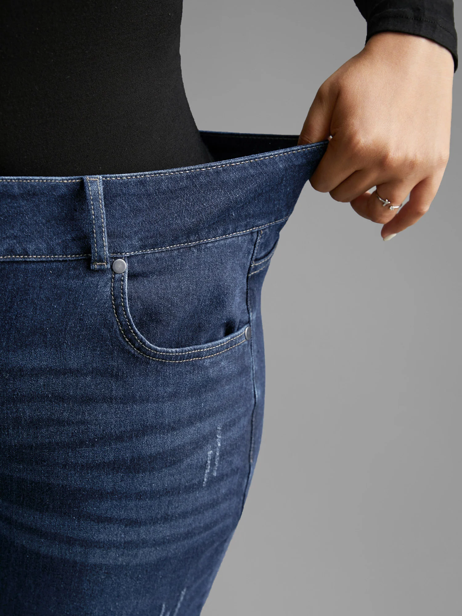 Dark Wash Button Up Skinny Jeans - Image 4