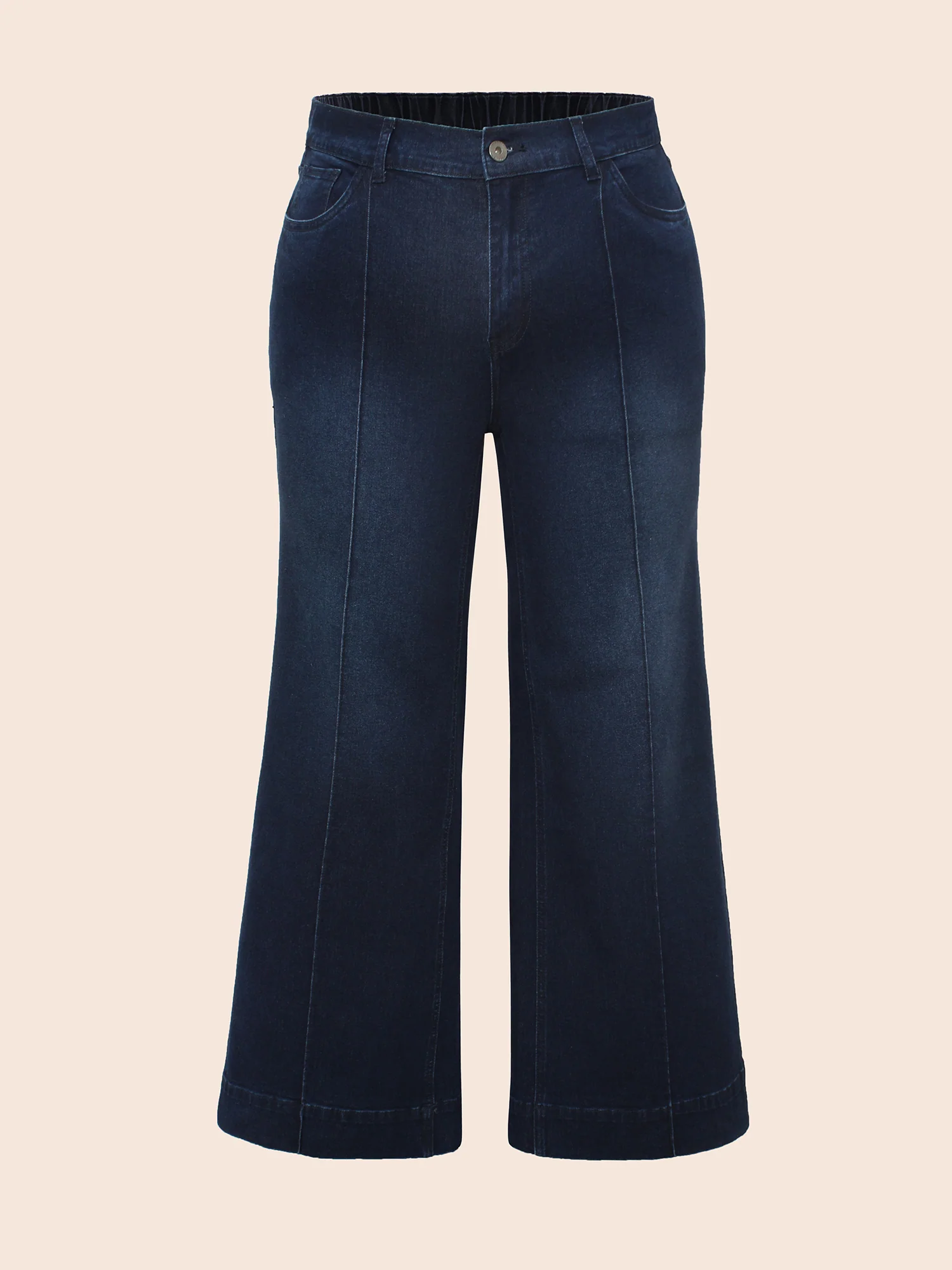 Dark Wash Seam Detail Wide Leg Jeans - Image 8