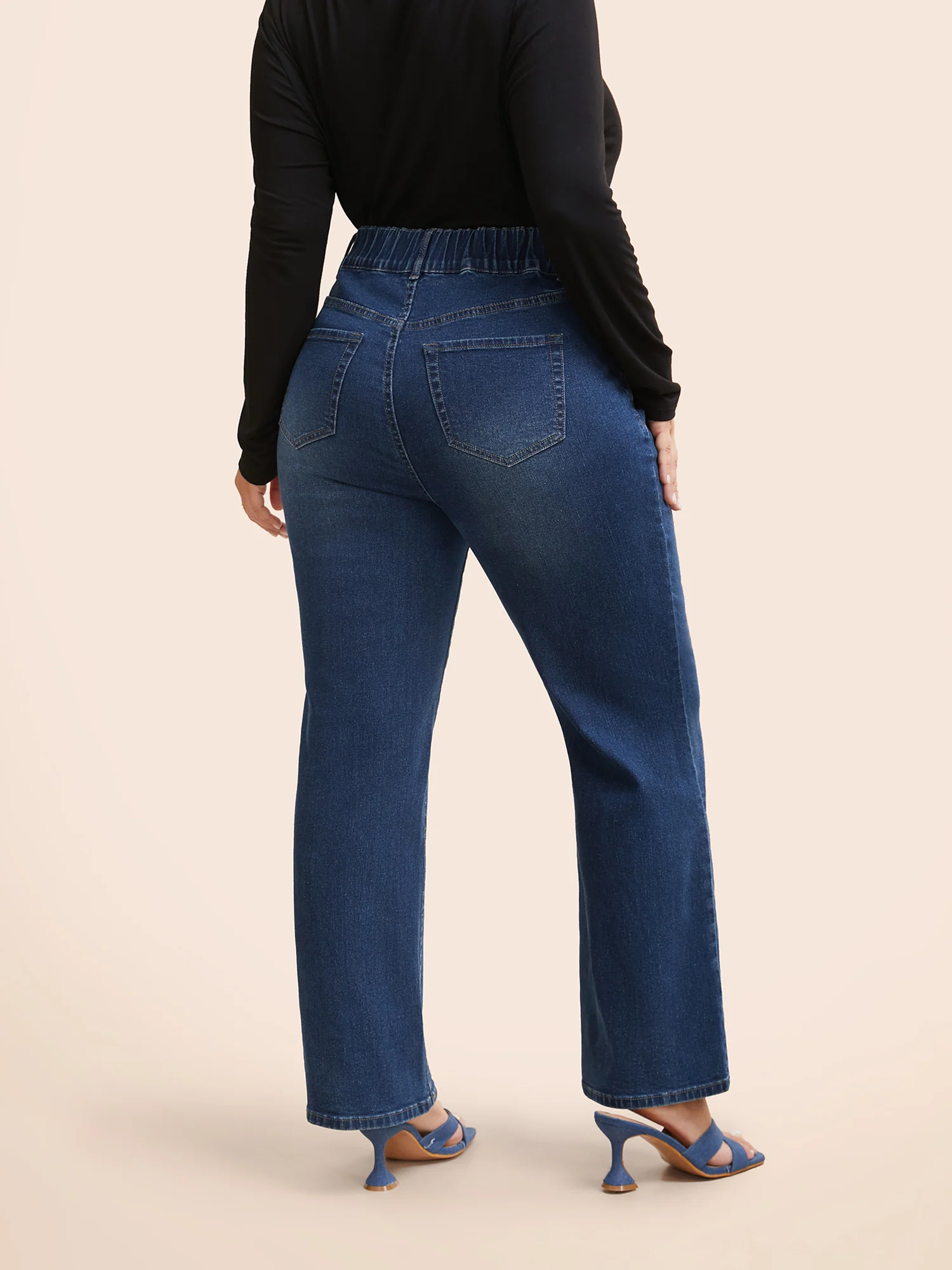 Dark Wash Slanted Pocket Straight Leg Jeans - Image 2