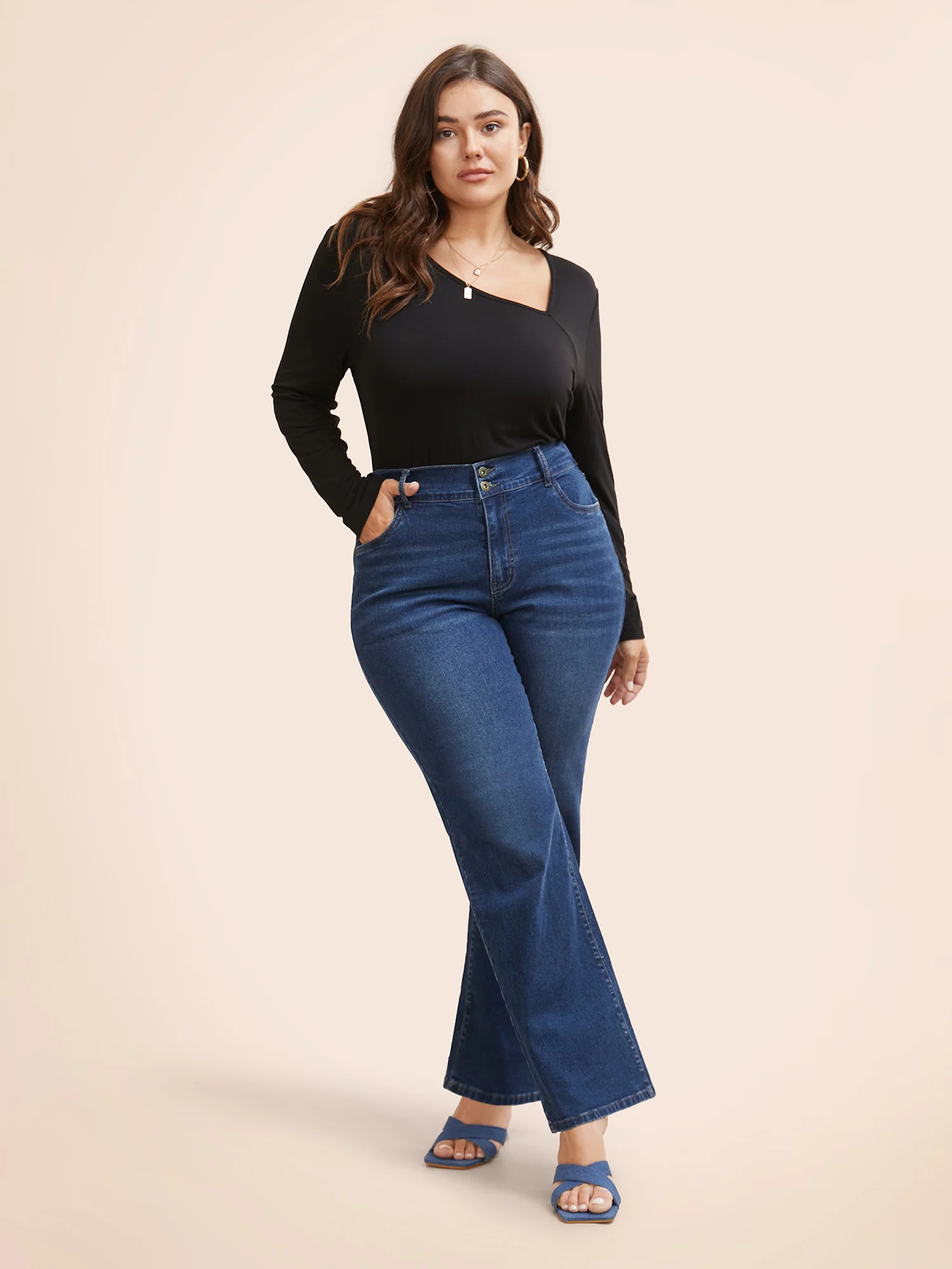 Dark Wash Slanted Pocket Straight Leg Jeans - Image 3