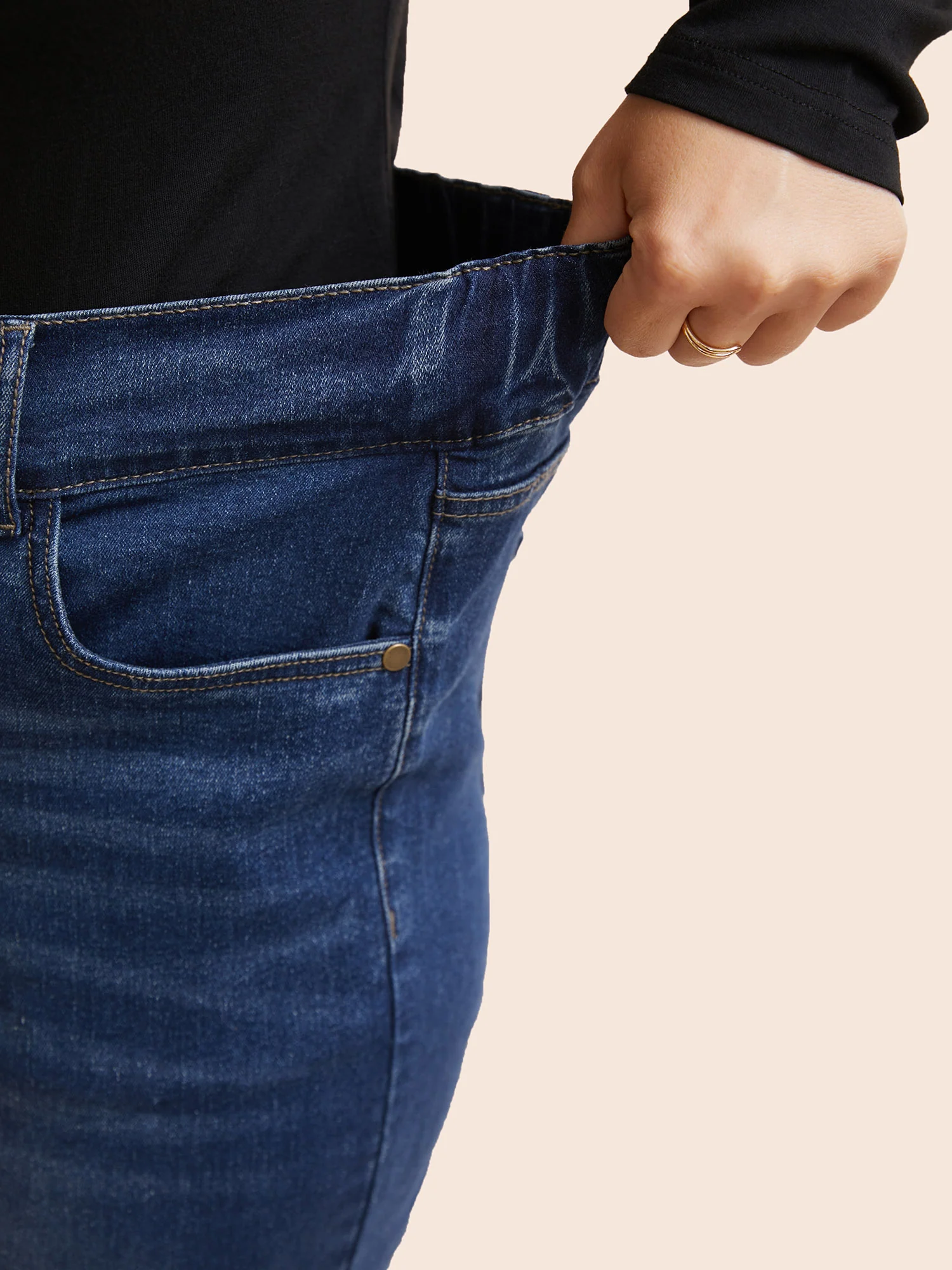 Dark Wash Slanted Pocket Straight Leg Jeans - Image 5