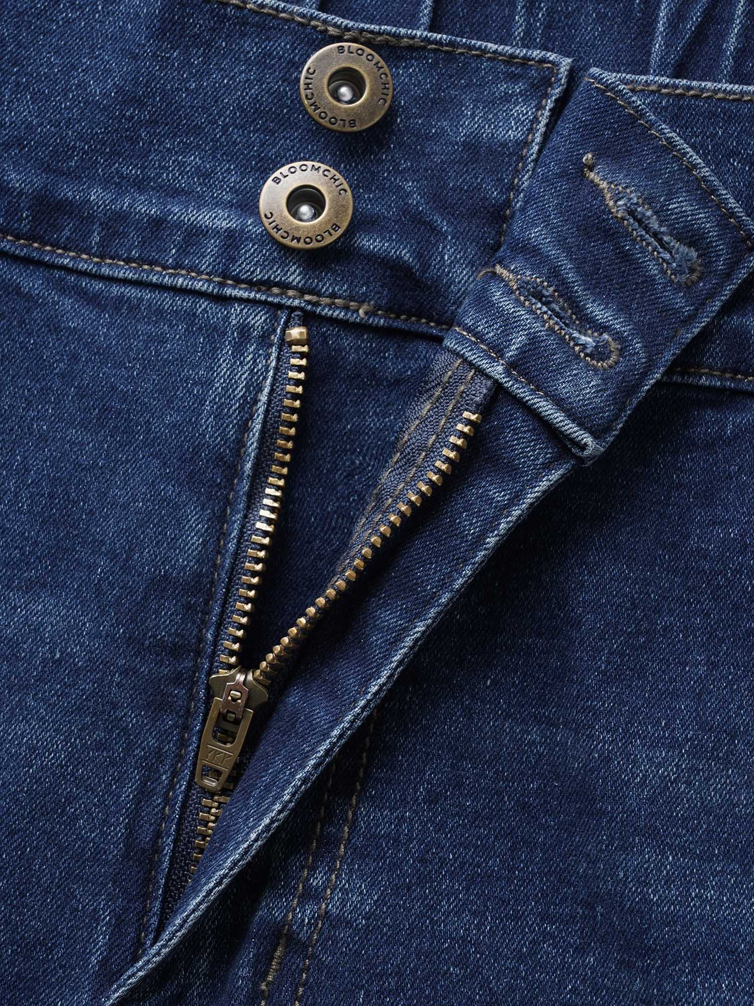 Dark Wash Slanted Pocket Straight Leg Jeans - Image 7