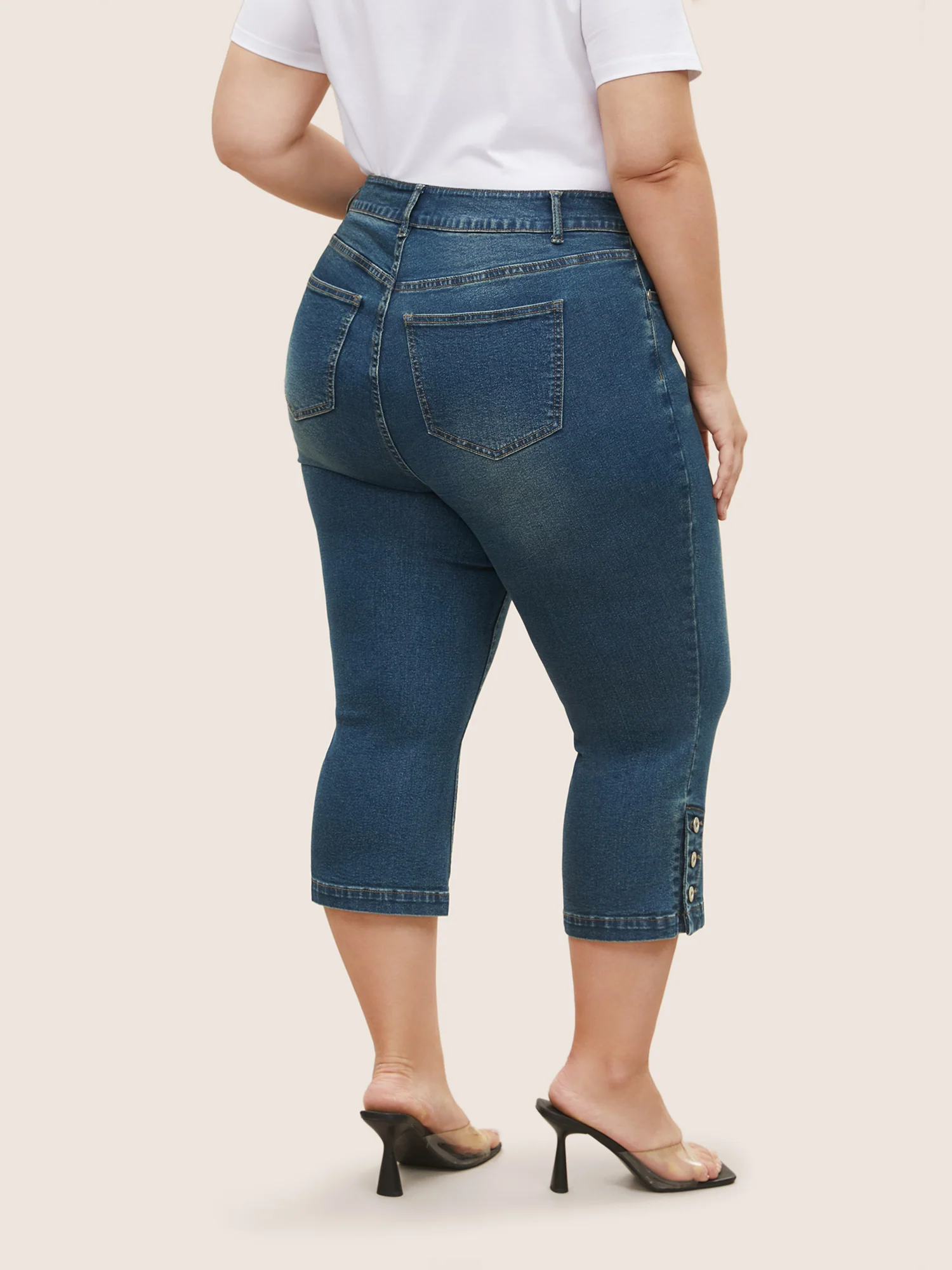 Dark Wash Slit Hem Pull On Jegging Jeans - Image 3
