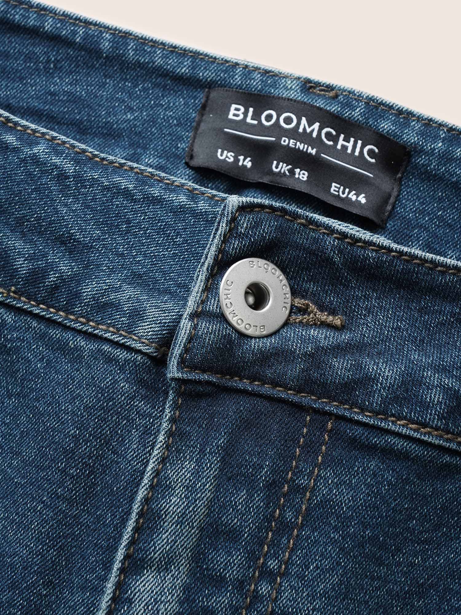 Dark Wash Slit Hem Pull On Jegging Jeans - Image 6