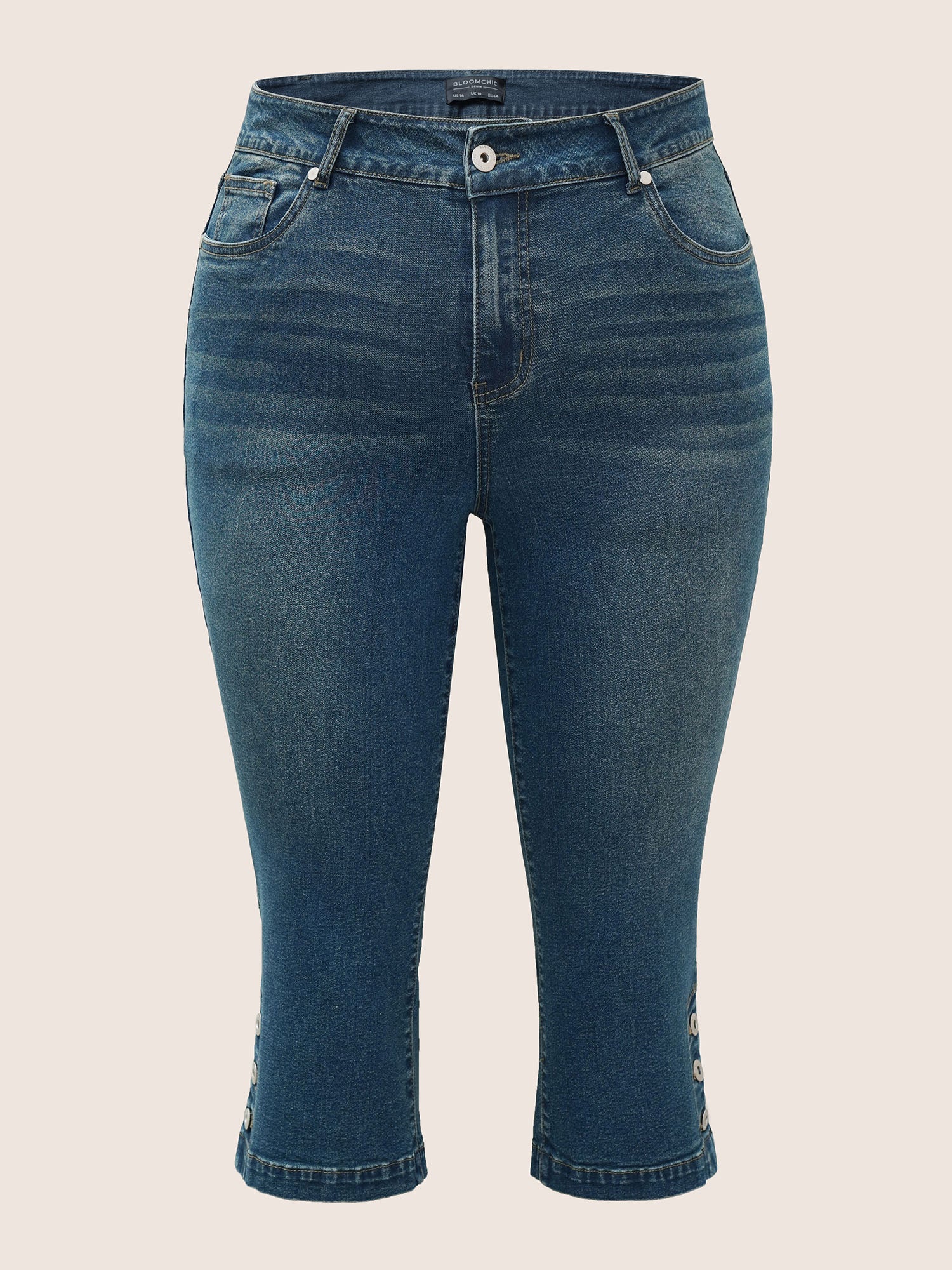 Dark Wash Slit Hem Pull On Jegging Jeans - Image 9