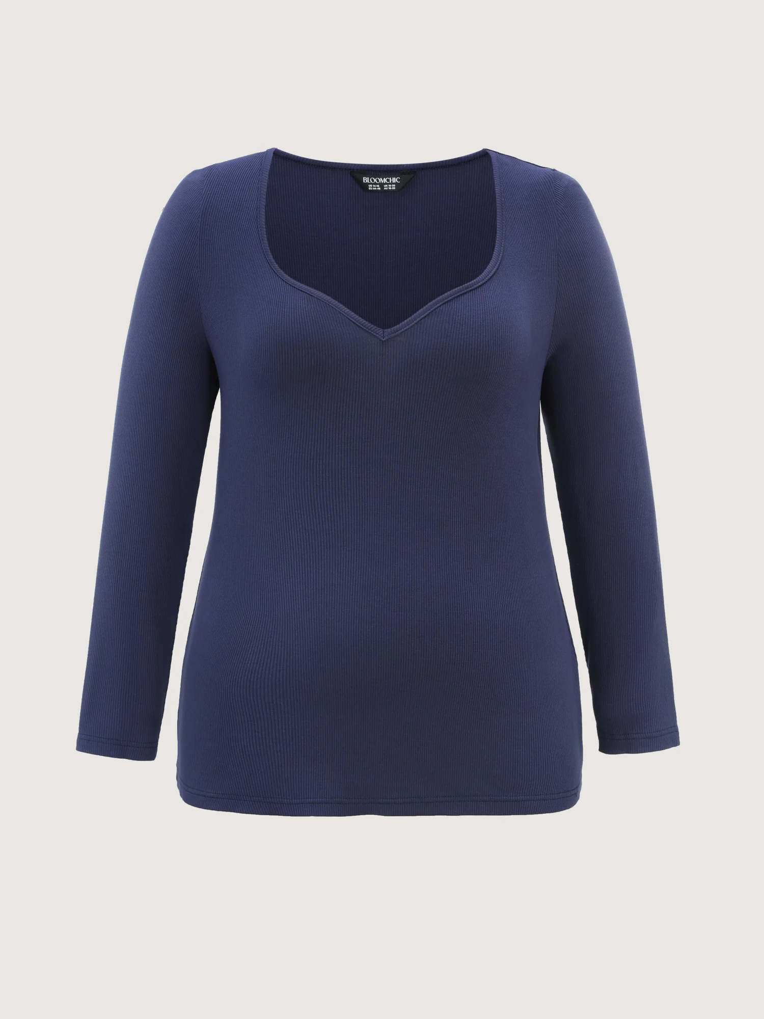 Deep Neckline Ribbed Fitted T-Shirt - Image 6