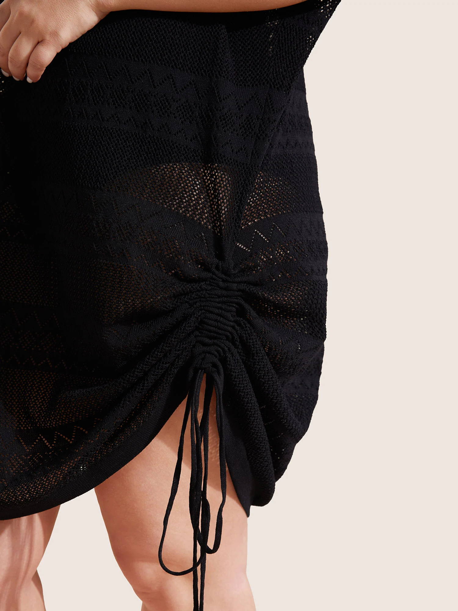 Deep V Neck Cut Out Drawstring Swim Cover Up - Image 5