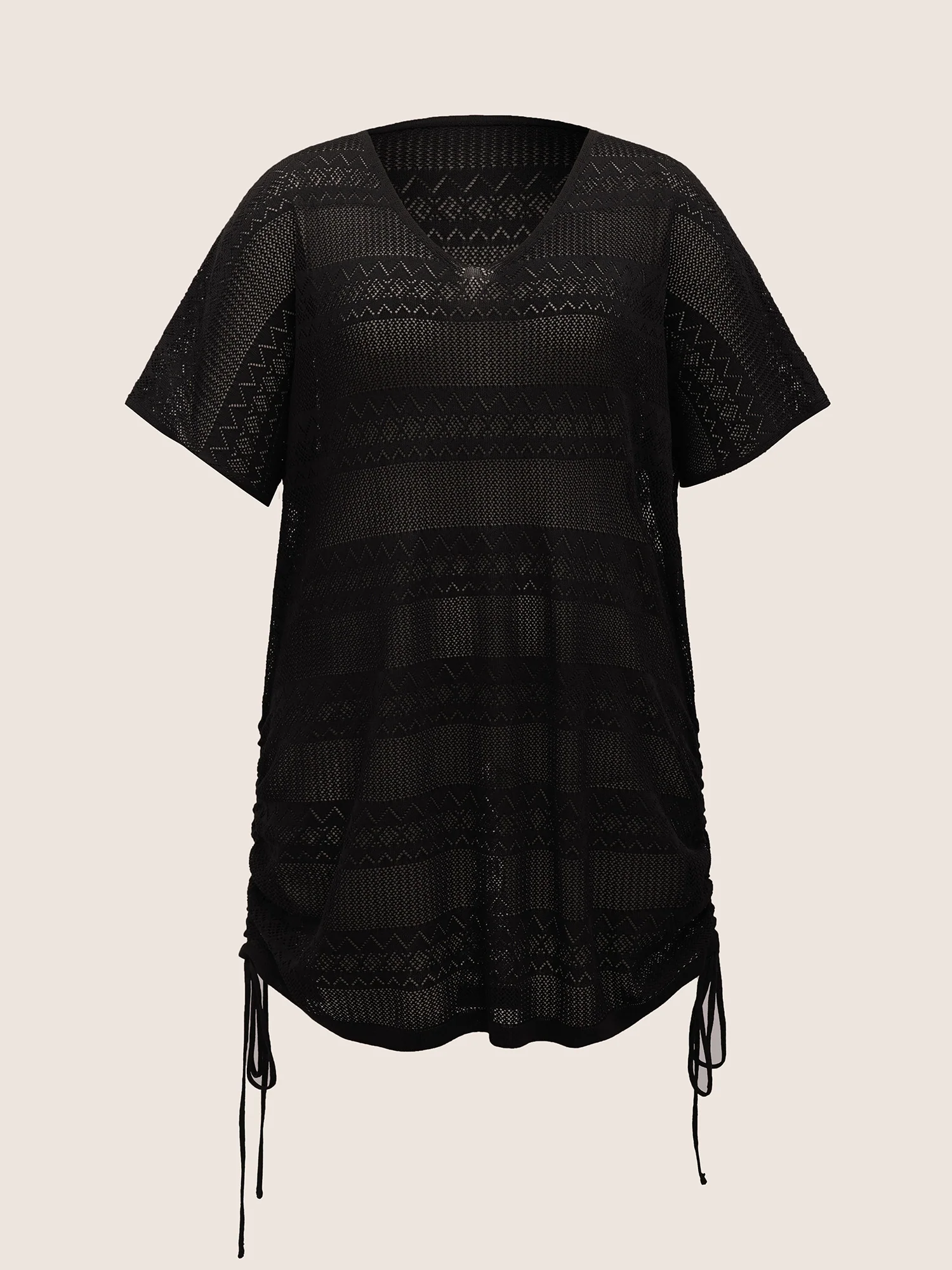 Deep V Neck Cut Out Drawstring Swim Cover Up - Image 7