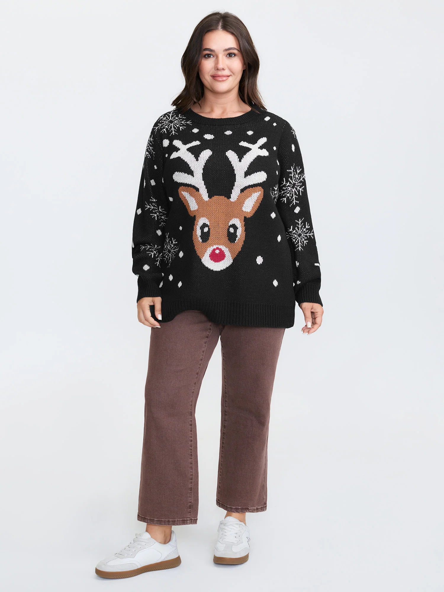 Deer Snowflake Pattern Jacquard Pullover - Image 10