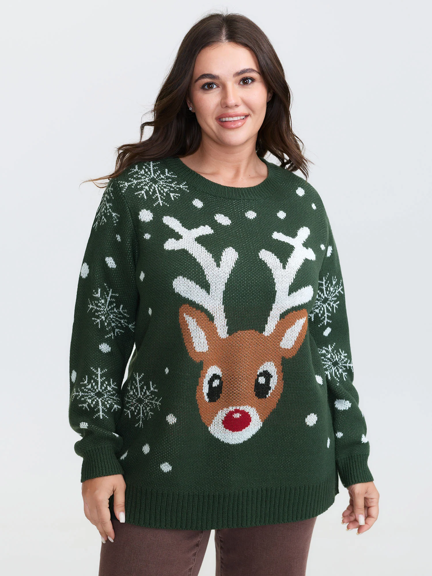 Deer Snowflake Pattern Jacquard Pullover - Image 12
