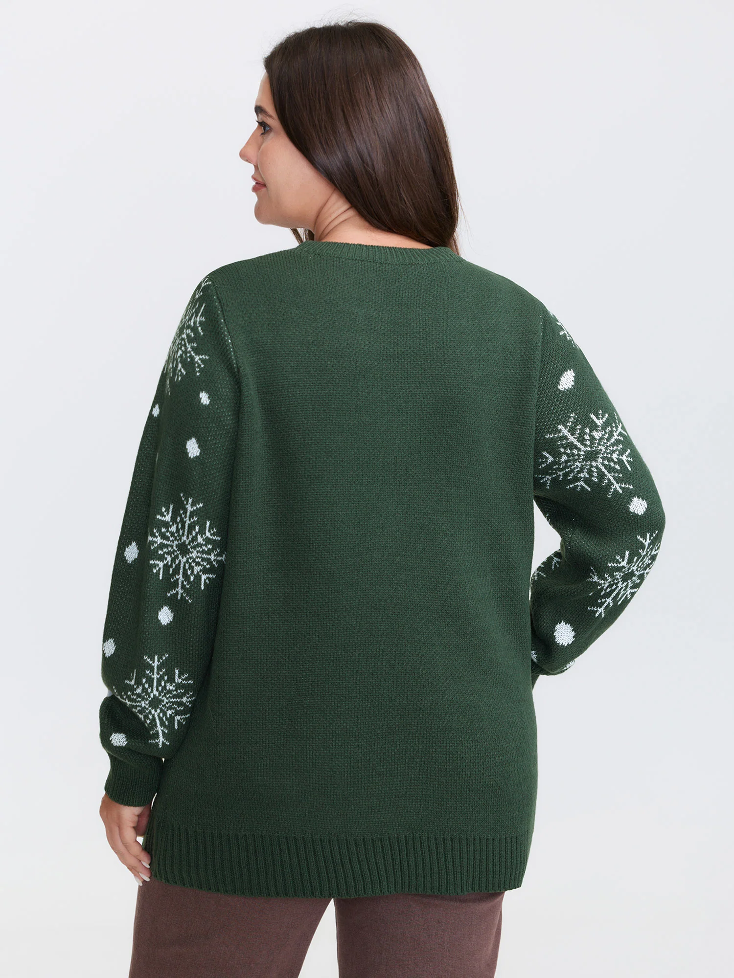 Deer Snowflake Pattern Jacquard Pullover - Image 15