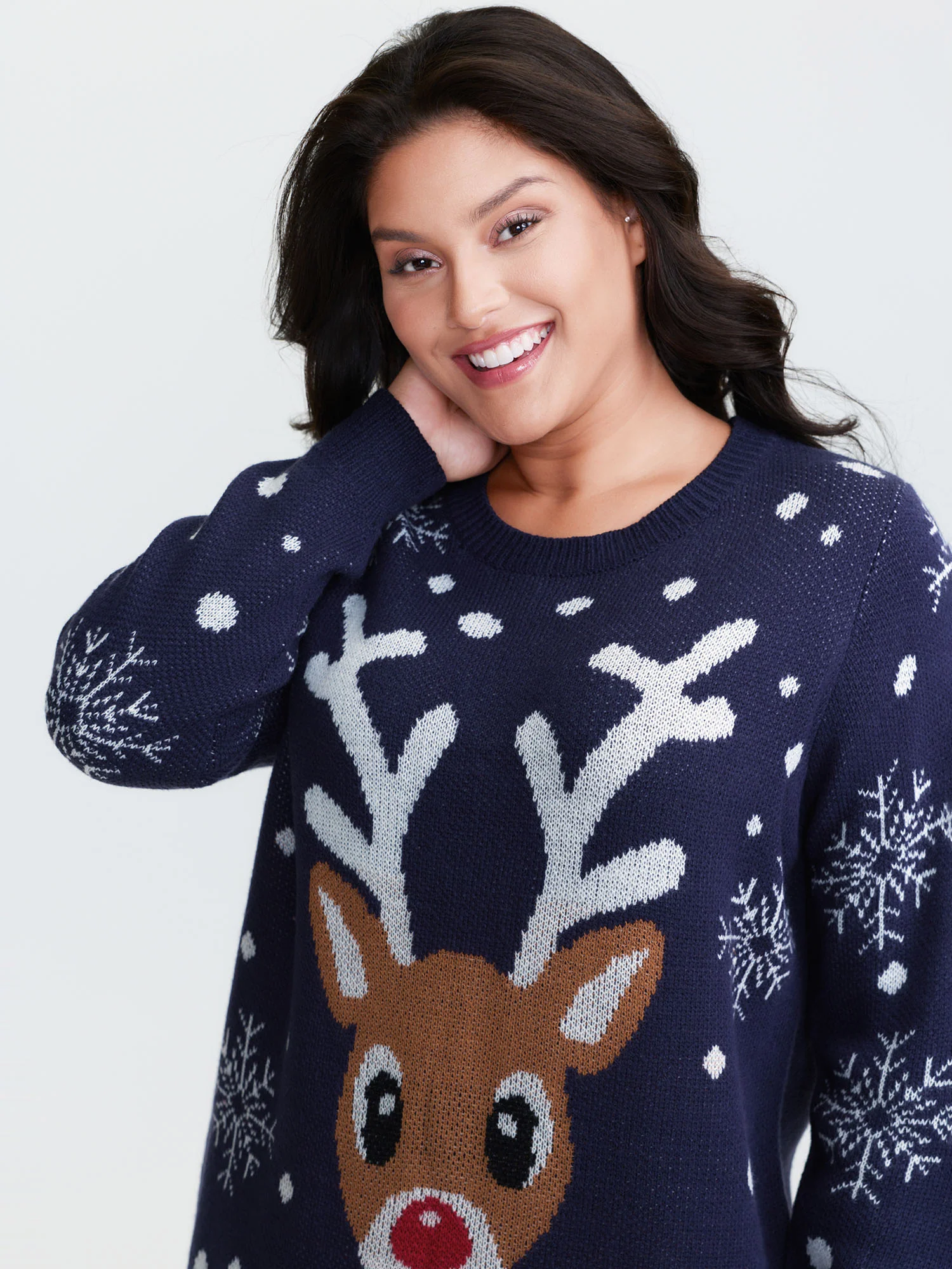 Deer Snowflake Pattern Jacquard Pullover - Image 17
