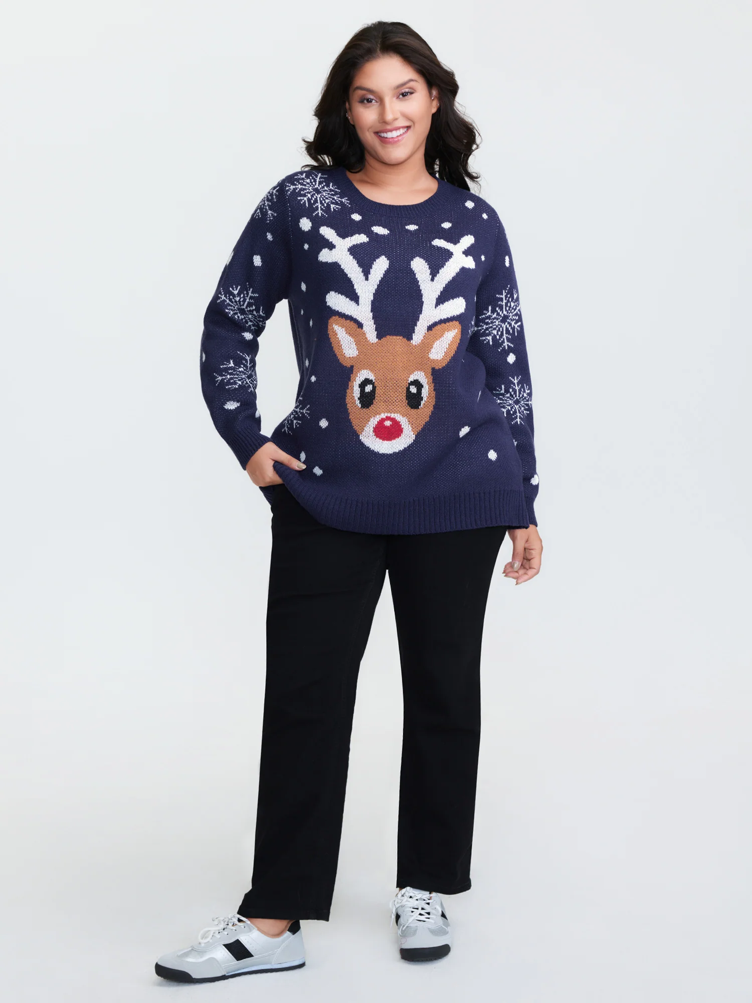 Deer Snowflake Pattern Jacquard Pullover - Image 18