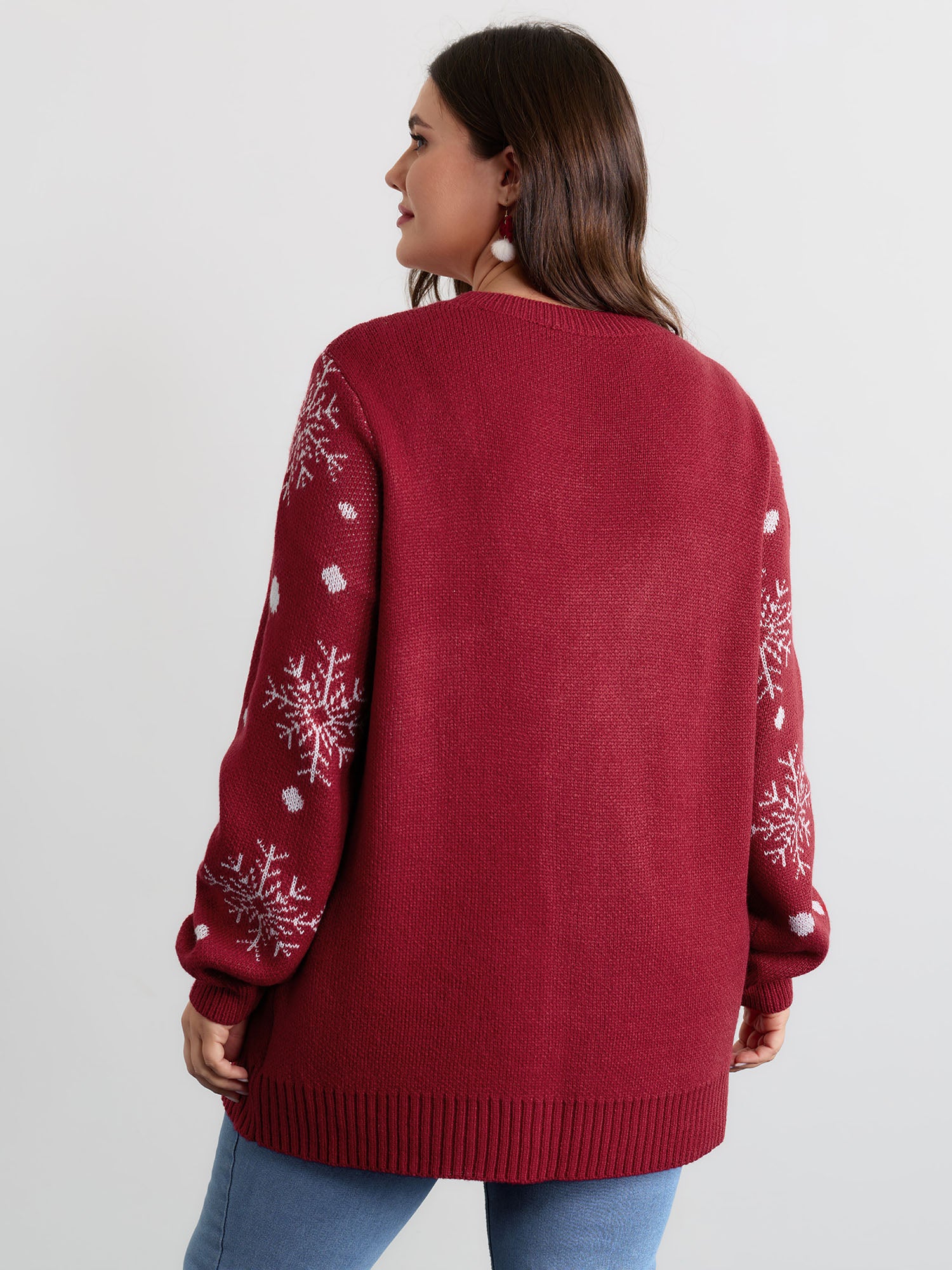 Deer Snowflake Pattern Jacquard Pullover - Image 4