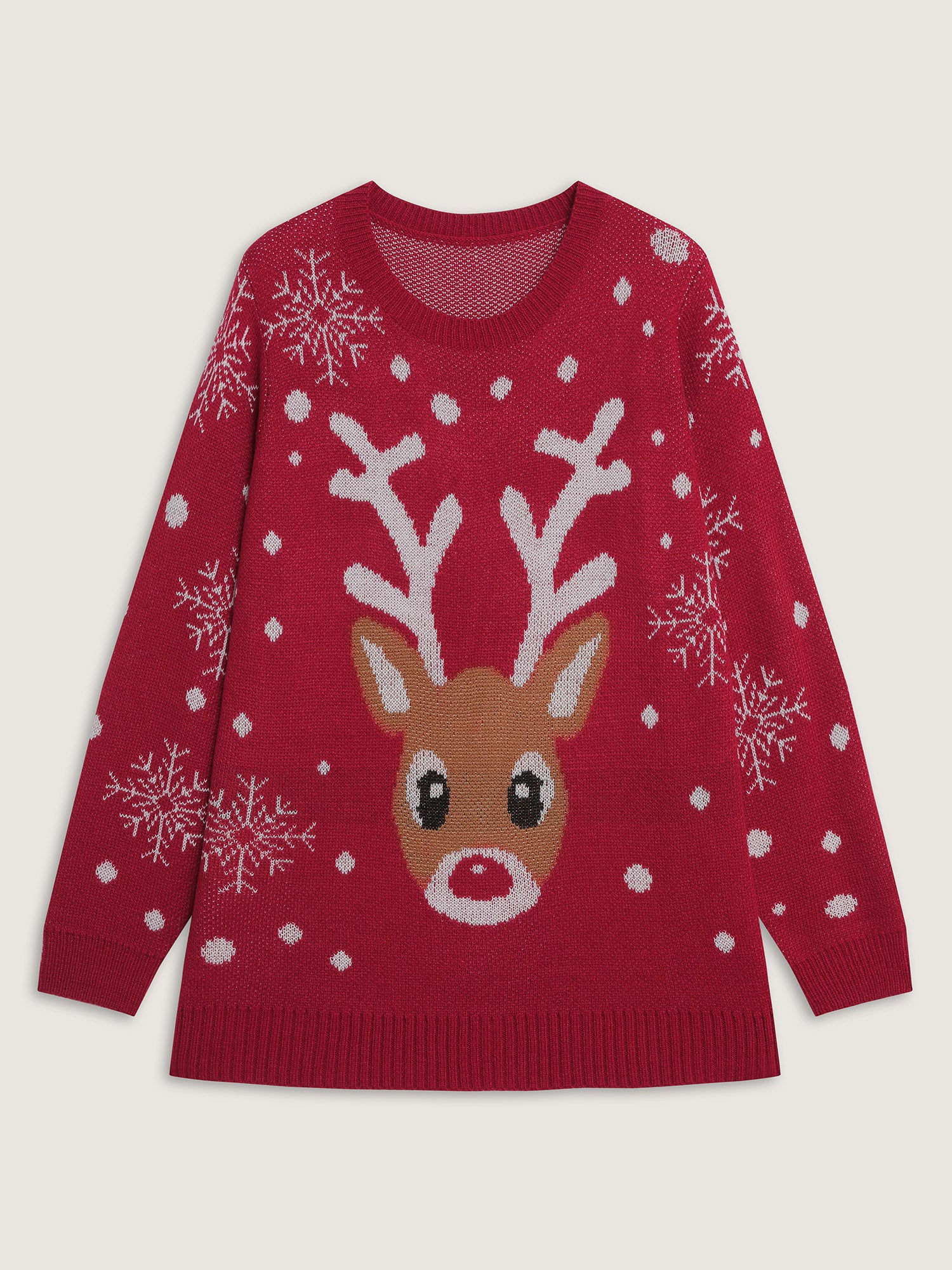 Deer Snowflake Pattern Jacquard Pullover - Image 7
