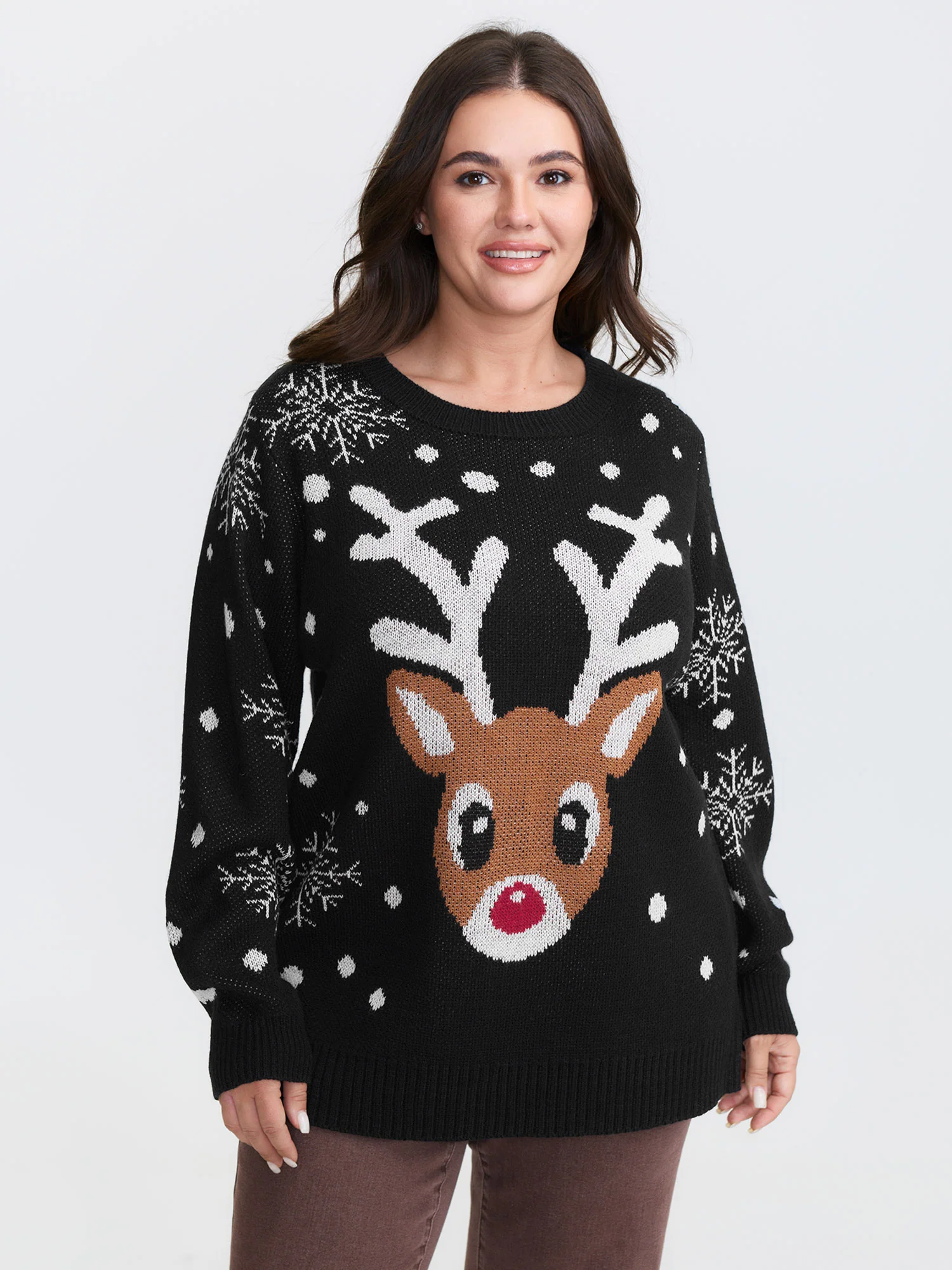 Deer Snowflake Pattern Jacquard Pullover - Image 8