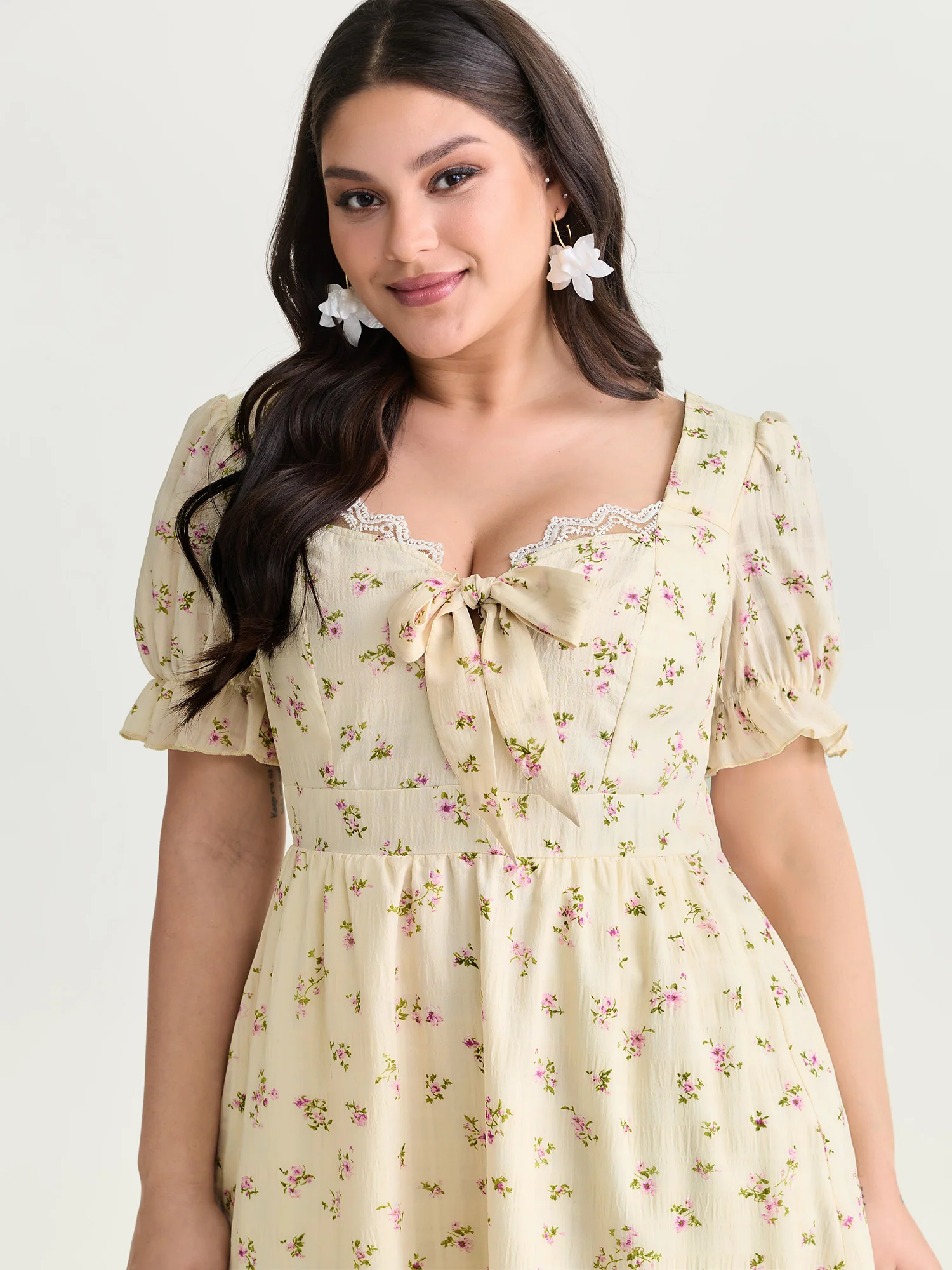 Delicate Floral Print Bow-Knot Maxi Dress - Image 2