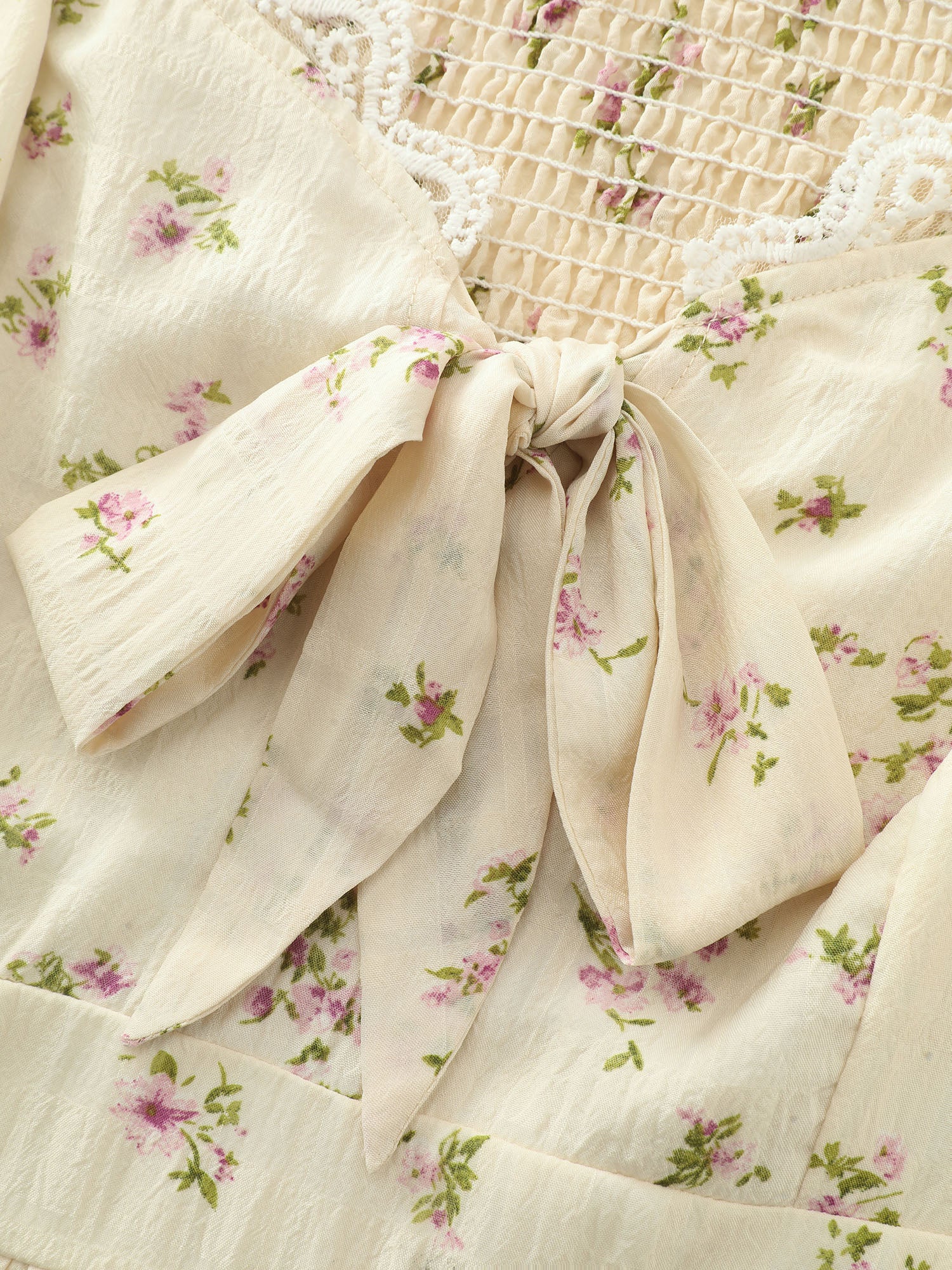 Delicate Floral Print Bow-Knot Maxi Dress - Image 4