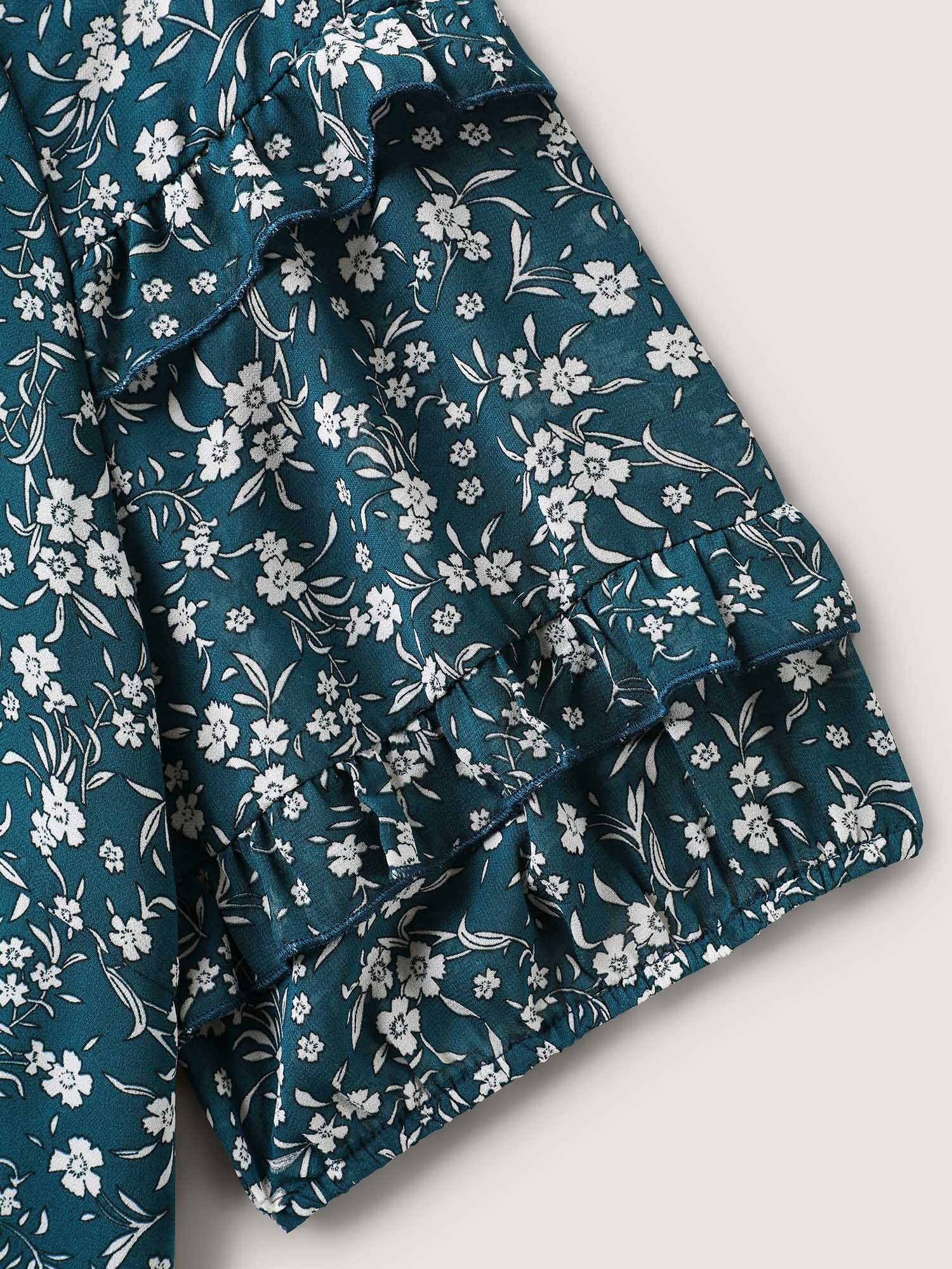 Delicate Florals Ruffled Tiered Sleeve Blouse - Image 6