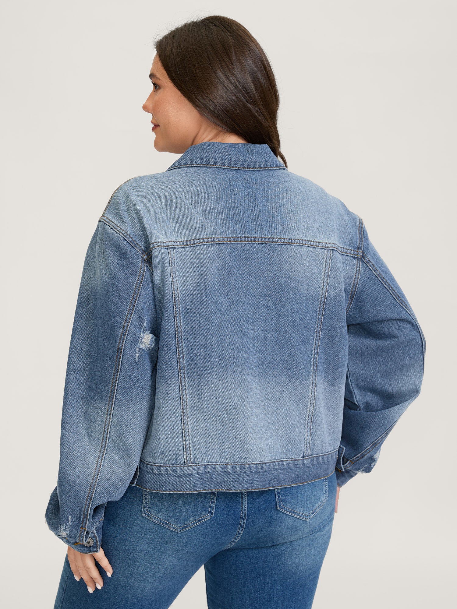 Denim Chest Flaps Cropped Jacket - Image 5