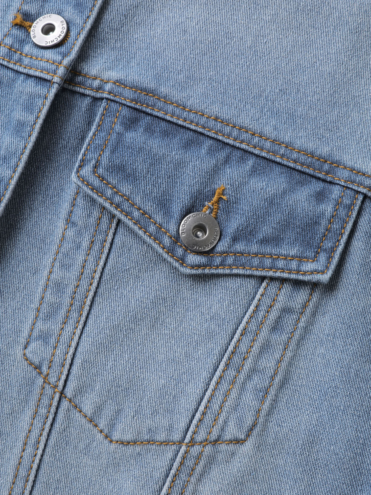 Denim Chest Flaps Cropped Jacket - Image 6