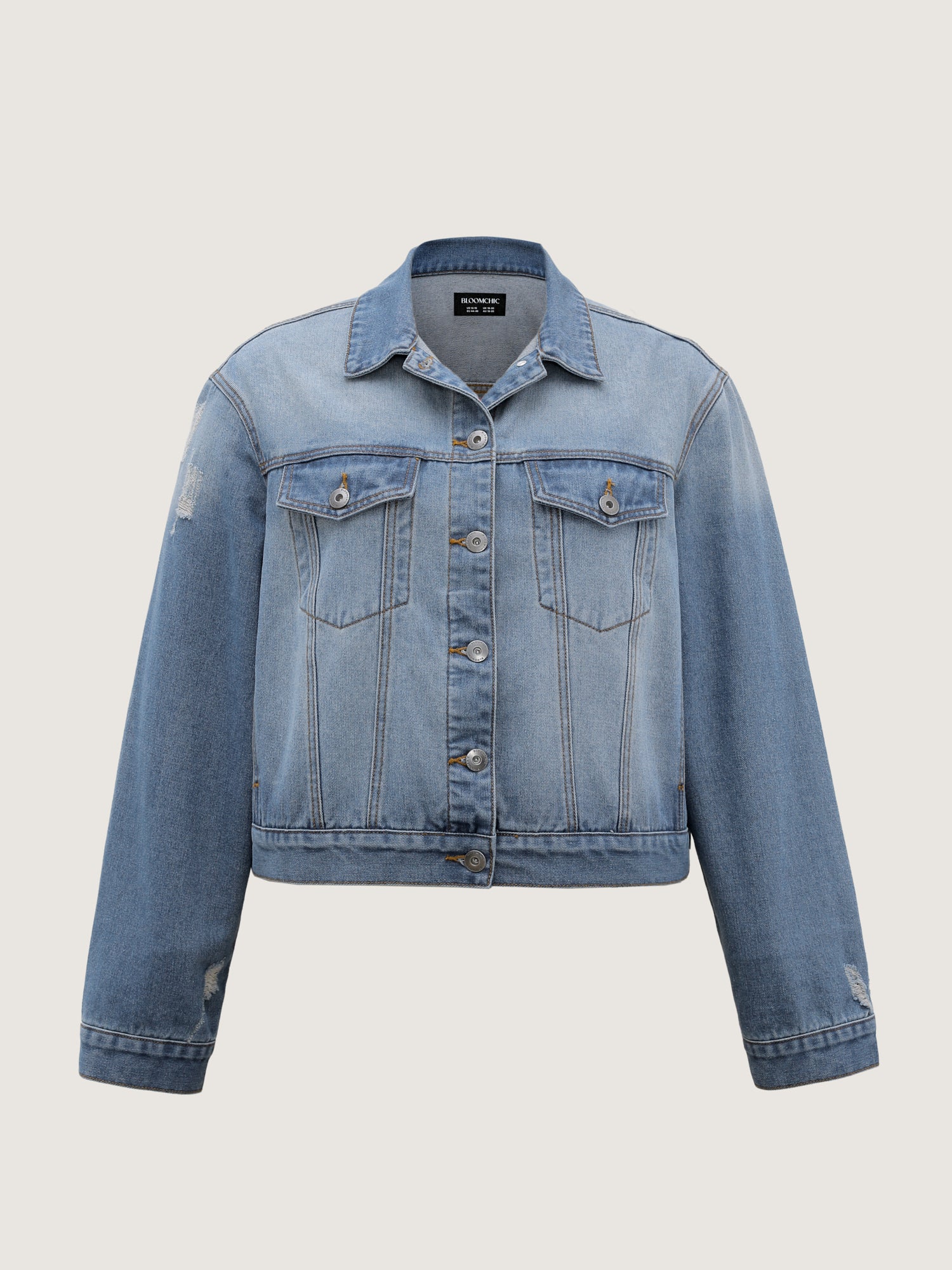 Denim Chest Flaps Cropped Jacket - Image 9