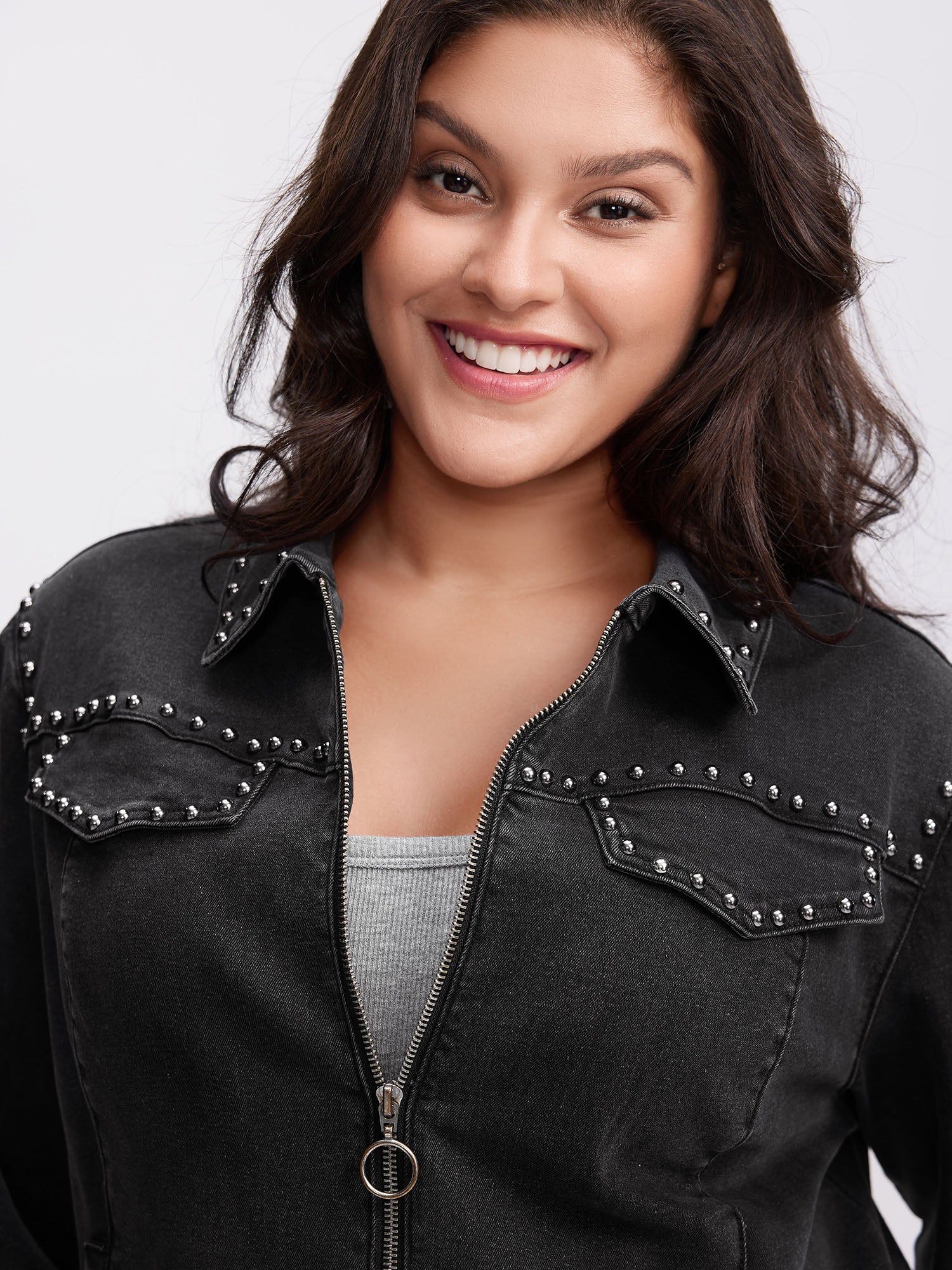 Denim Chest Flaps Zipper Jacket - Image 2