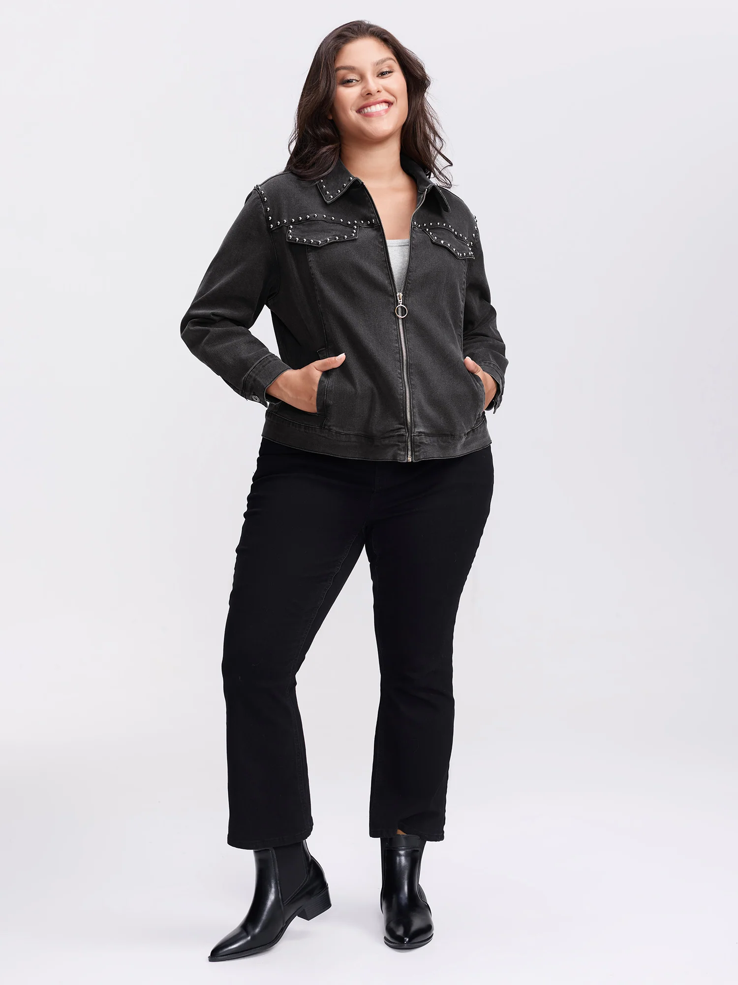 Denim Chest Flaps Zipper Jacket - Image 3