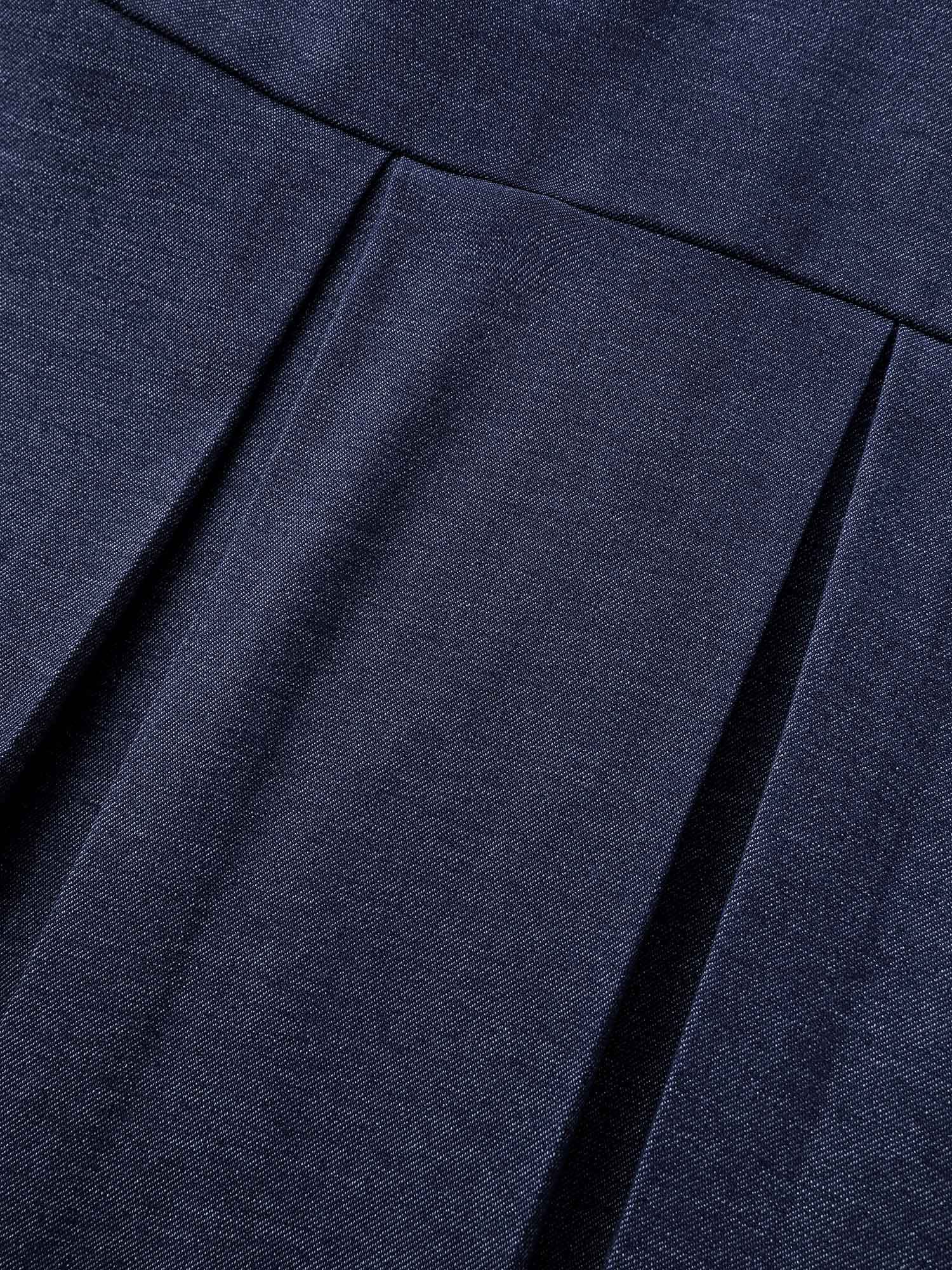 Denim-Like Pleated Cut-Out Neck Maxi Dress - Image 6