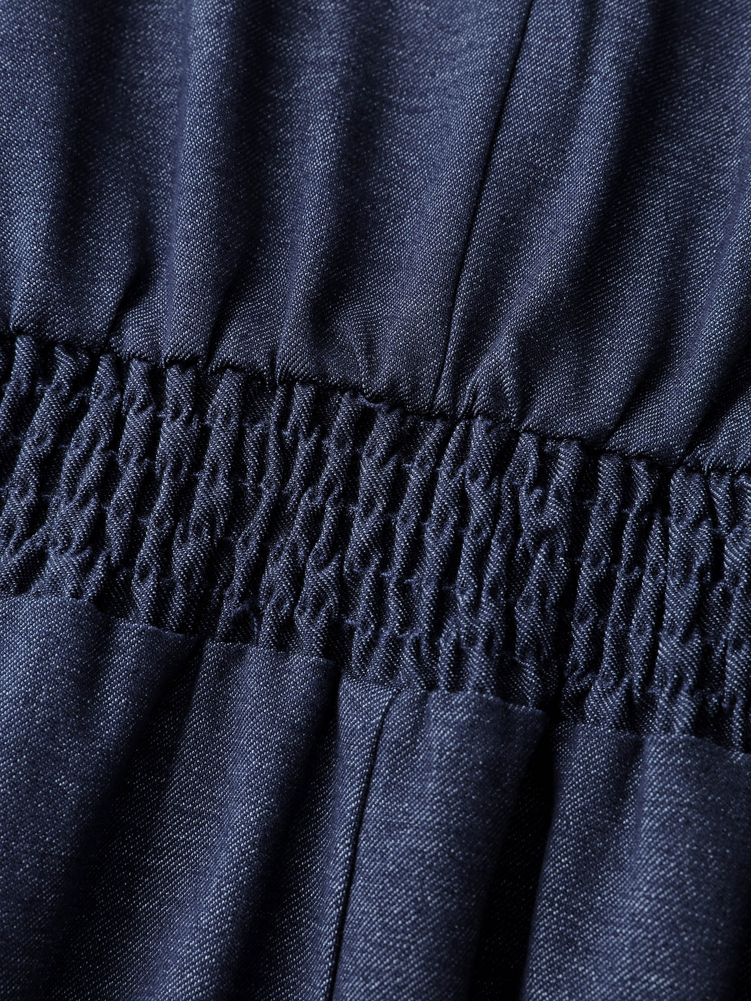 Denim-Like Pleated Cut-Out Neck Maxi Dress - Image 7