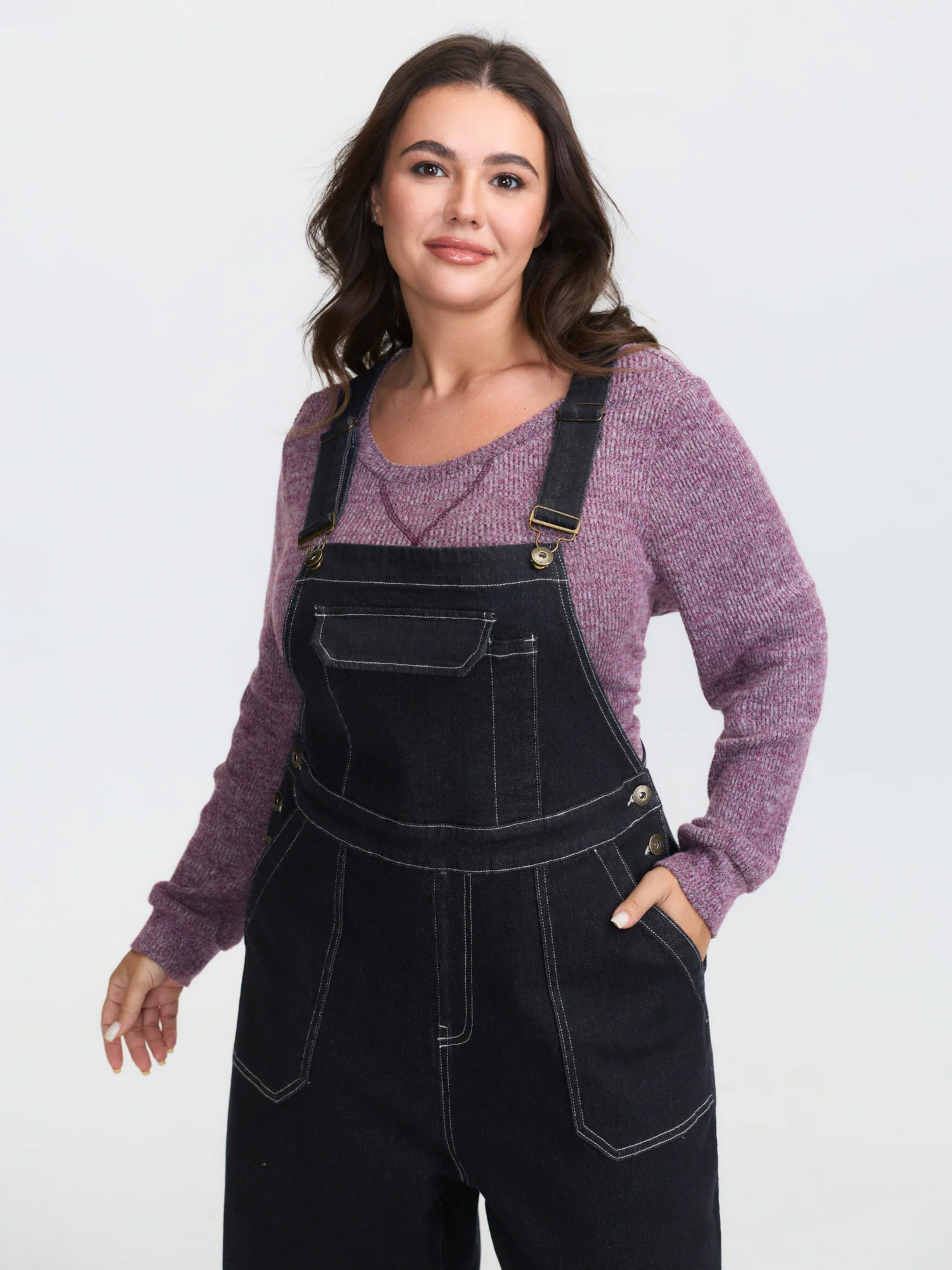 Supersoft Denim Overall Straps Wide-Leg Jumpsuit - Image 2