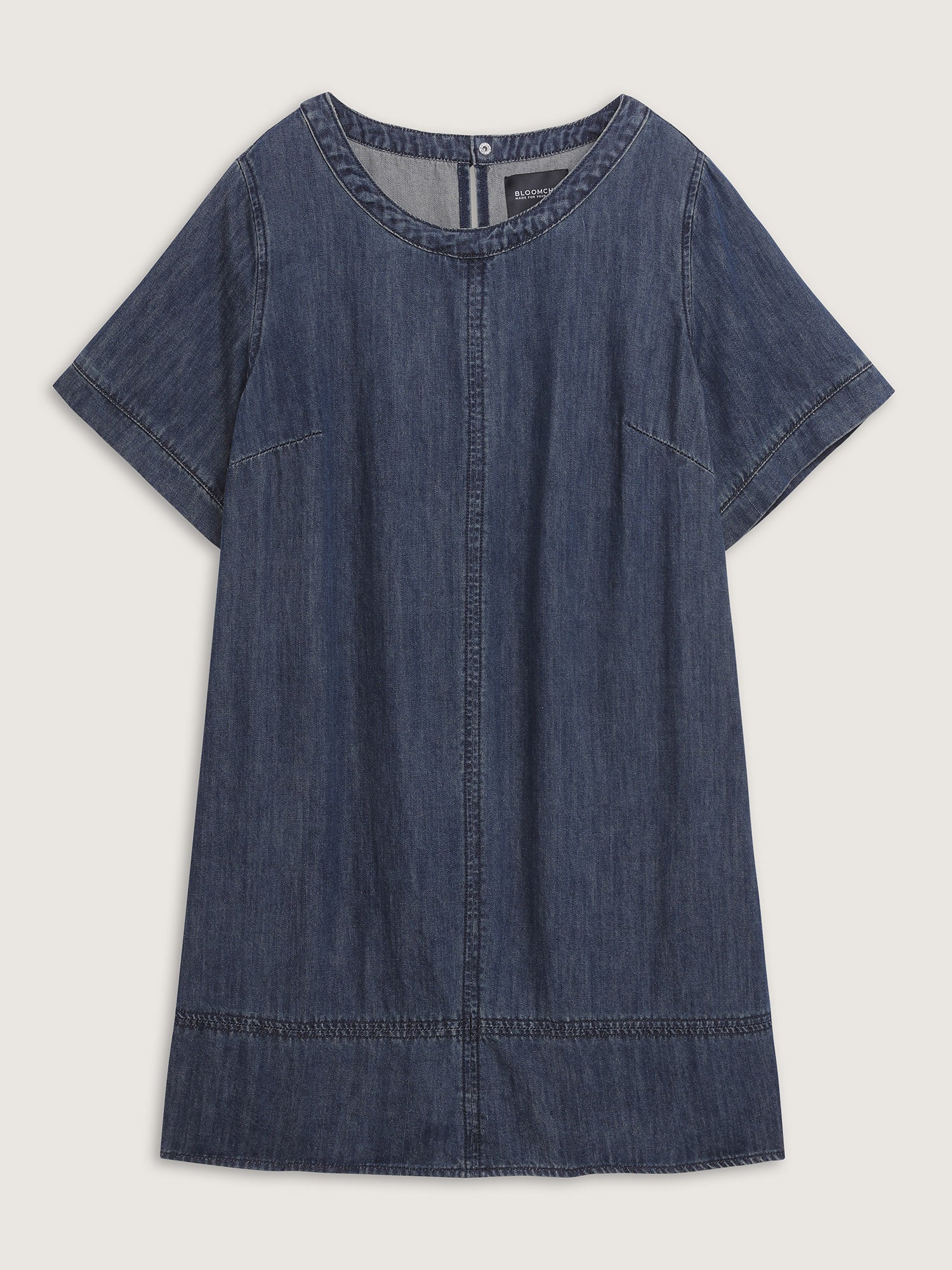 Denim Pockets Button Back Mini Dress - Image 7