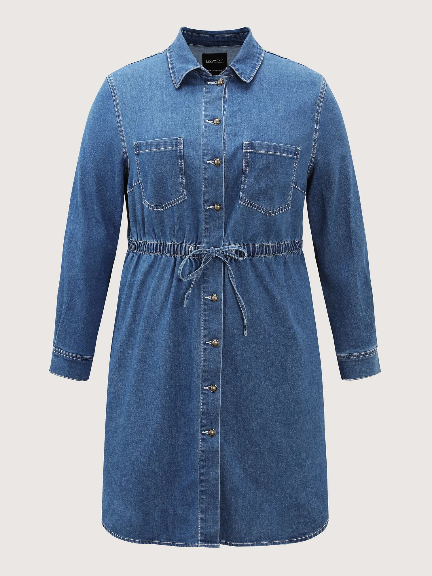 Denim Waist-Defining Shirt Dress - Image 7