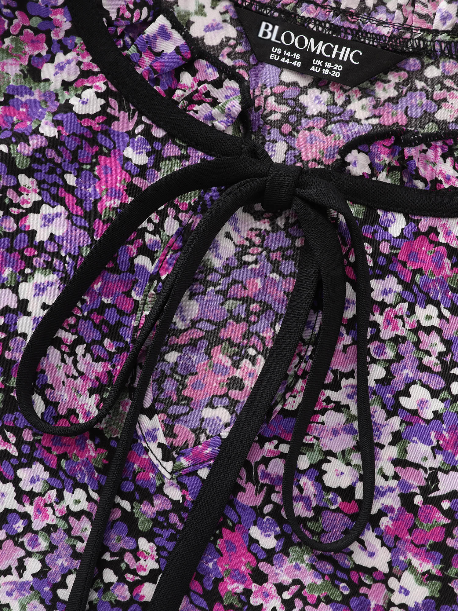Dense Floral Print Ruffled Mock Neck Blouse - Image 5