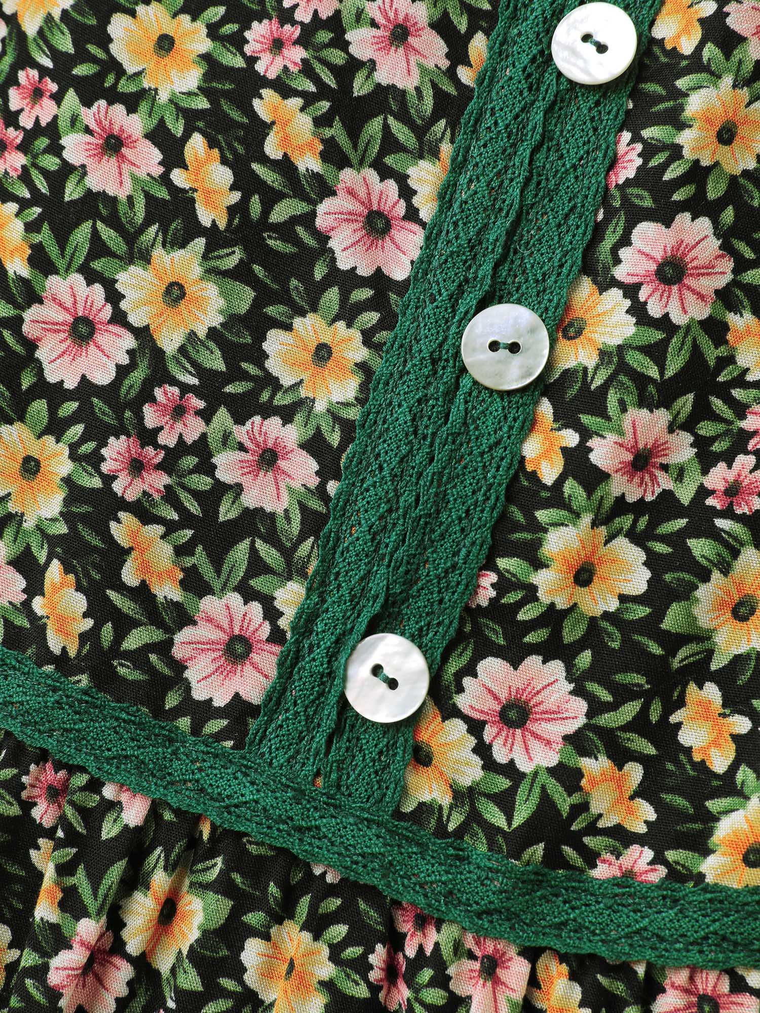 Dense Floral Print Stretchy Waist Maxi Dress - Image 6